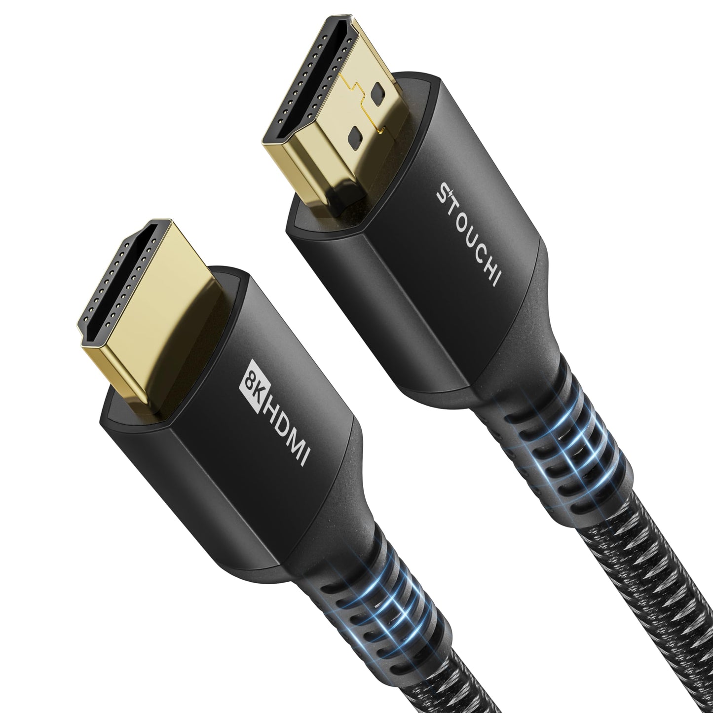 10K 8K HDMI Cables 2-Pack 6.6FT, Stouchi (Certified) 48Gbps Ultra High Speed HDMI® Cable for PS5 4K@120Hz Gaming, 8K@60Hz TVs, eARC Dolby Atmos Home Theater