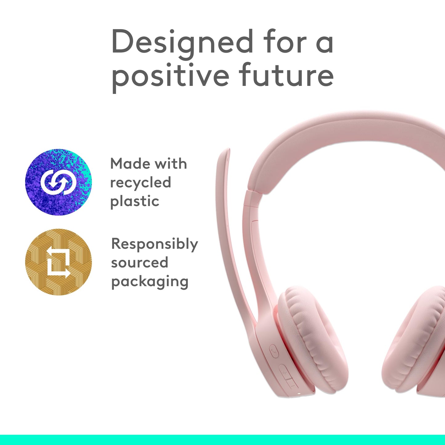 Logitech H390 Wired Headset for PC/Laptop, Stereo Headphones with Noise Cancelling Microphone, USB-A, in-Line Controls, Works with Chromebook - Rose, 1 Pack