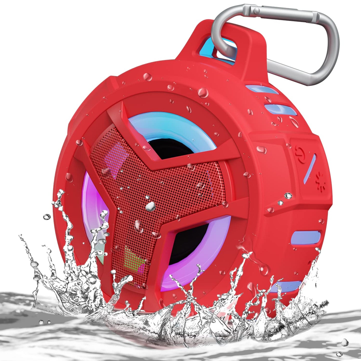 EBODA Bluetooth Shower Speaker, Portable Bluetooth Speakers, IP67 Waterproof Outdoor Speaker Wireless with LED Light, Floating, 2000mAh, True Wireless Stereo for Pool, Kayak, Bike, Golf, Gifts -Black