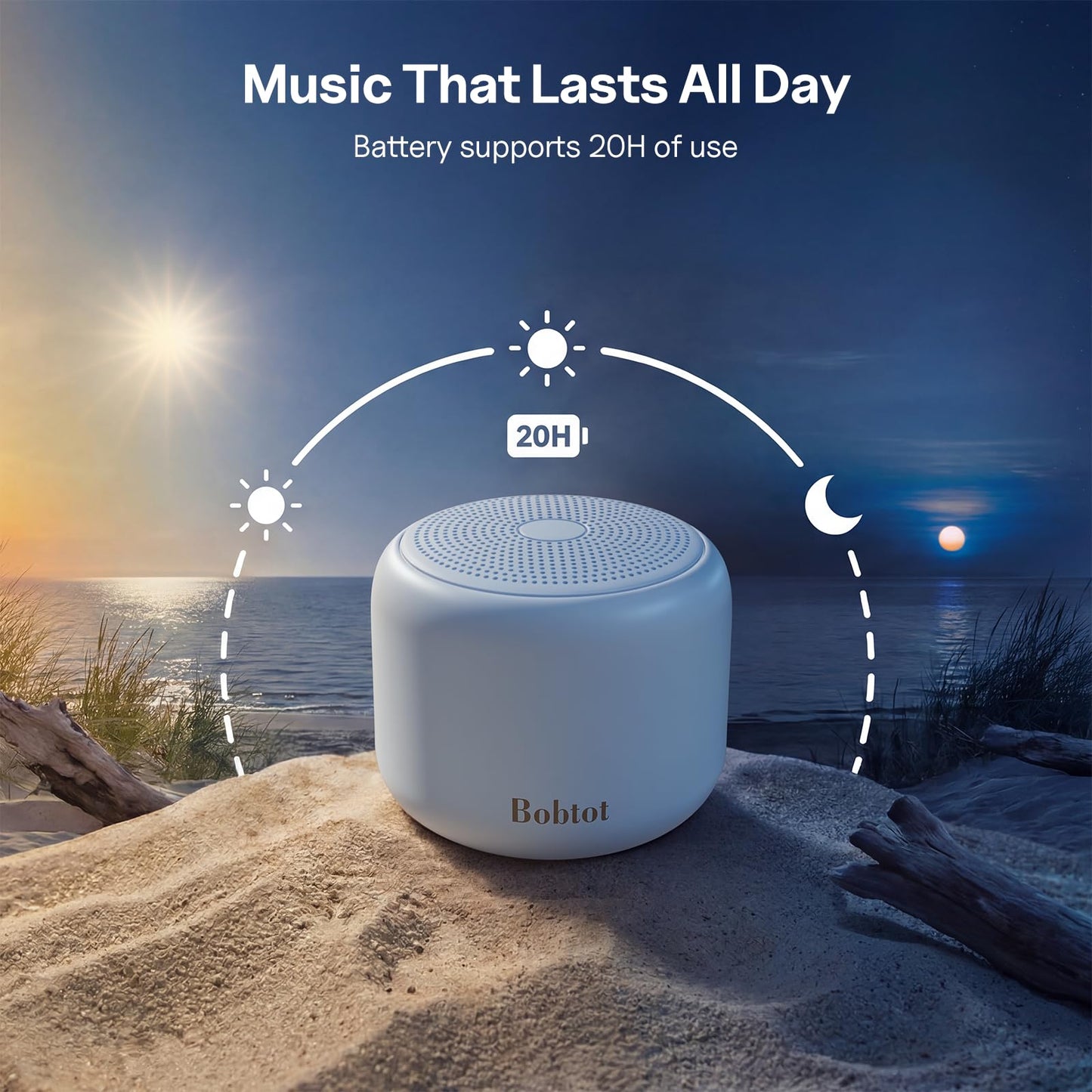 Bobtot Portable Bluetooth Speakers with Strap Easy to Carry, Wireless IPX5 Waterproof Mini Speaker with Loud Stereo Sound, 20 Hours Playtime, Rechargeable Battery, Built-in Microphone (Pink)