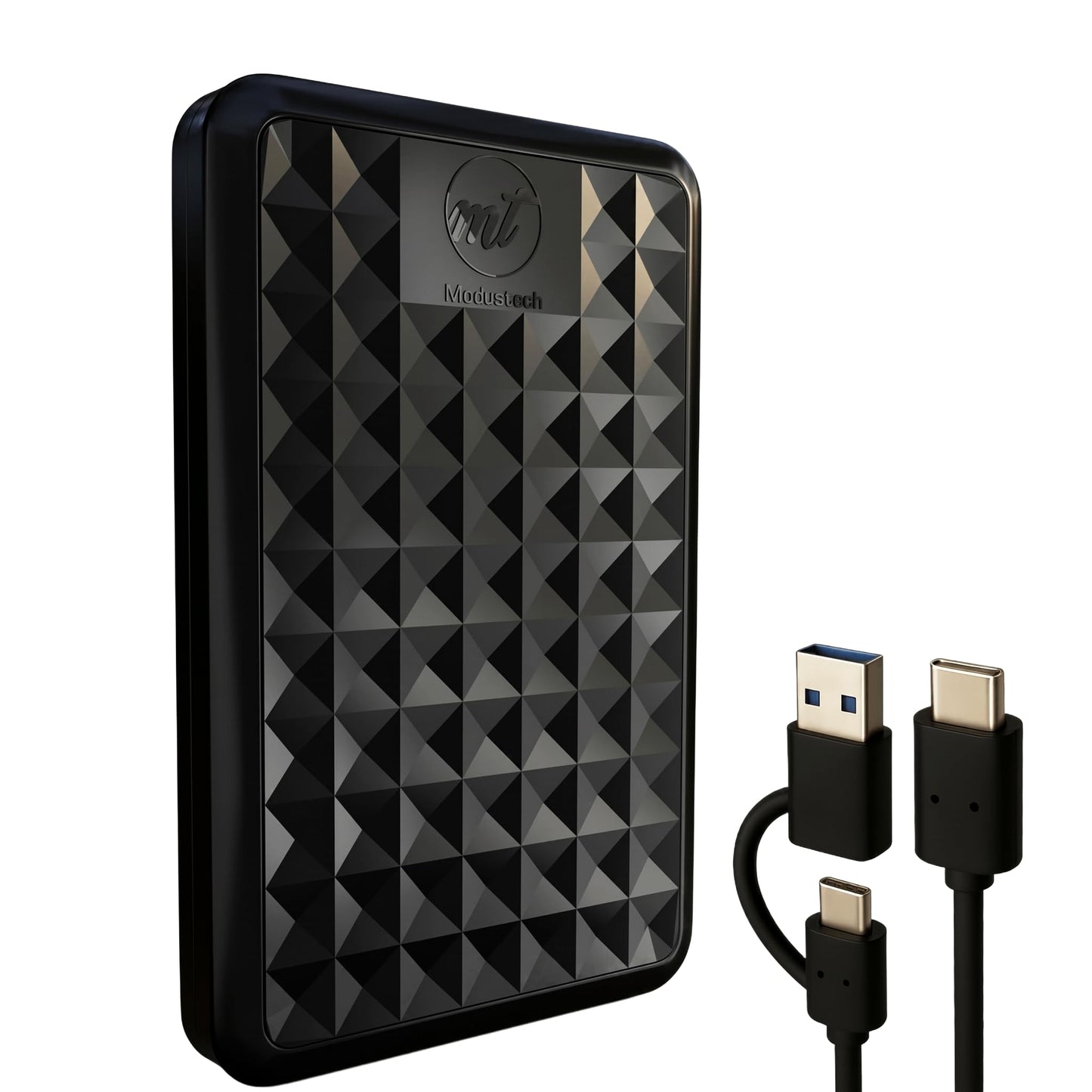 ModusTech Facet 1TB External Hard Drive Portable USB-C/USB 3.1 — Up to 2TB Slim HDD for Backup, Gaming, PC, Mac, Laptop, PS4, PS5, Xbox, Smart TV Black