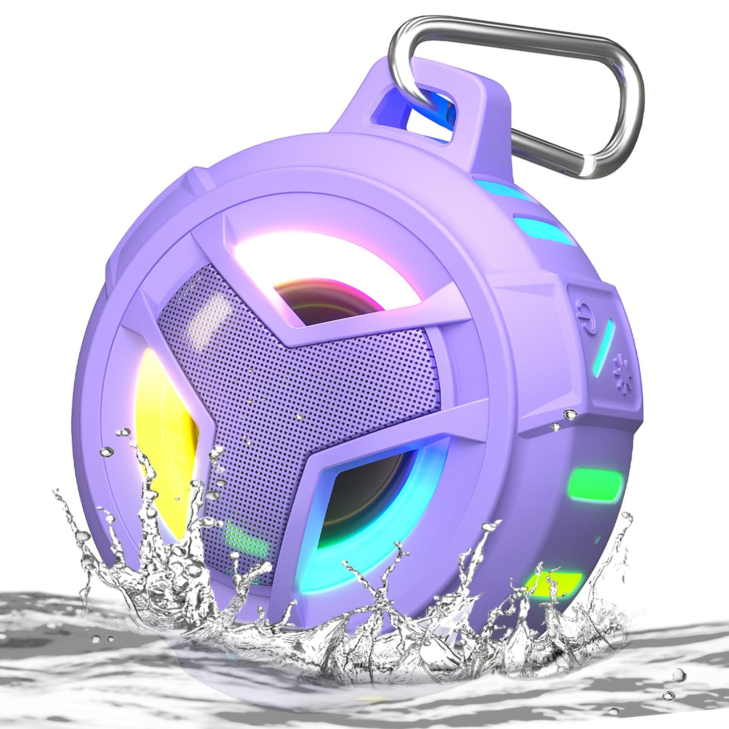 EBODA Bluetooth Shower Speaker, Portable Bluetooth Speakers, IP67 Waterproof Outdoor Speaker Wireless with LED Light, Floating, 2000mAh, True Wireless Stereo for Pool, Kayak, Bike, Golf, Gifts -Black