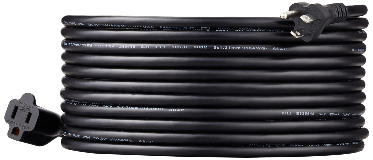 Amazon Basics 6-Foot Extension Cord - 13 Amps, 125V - Black