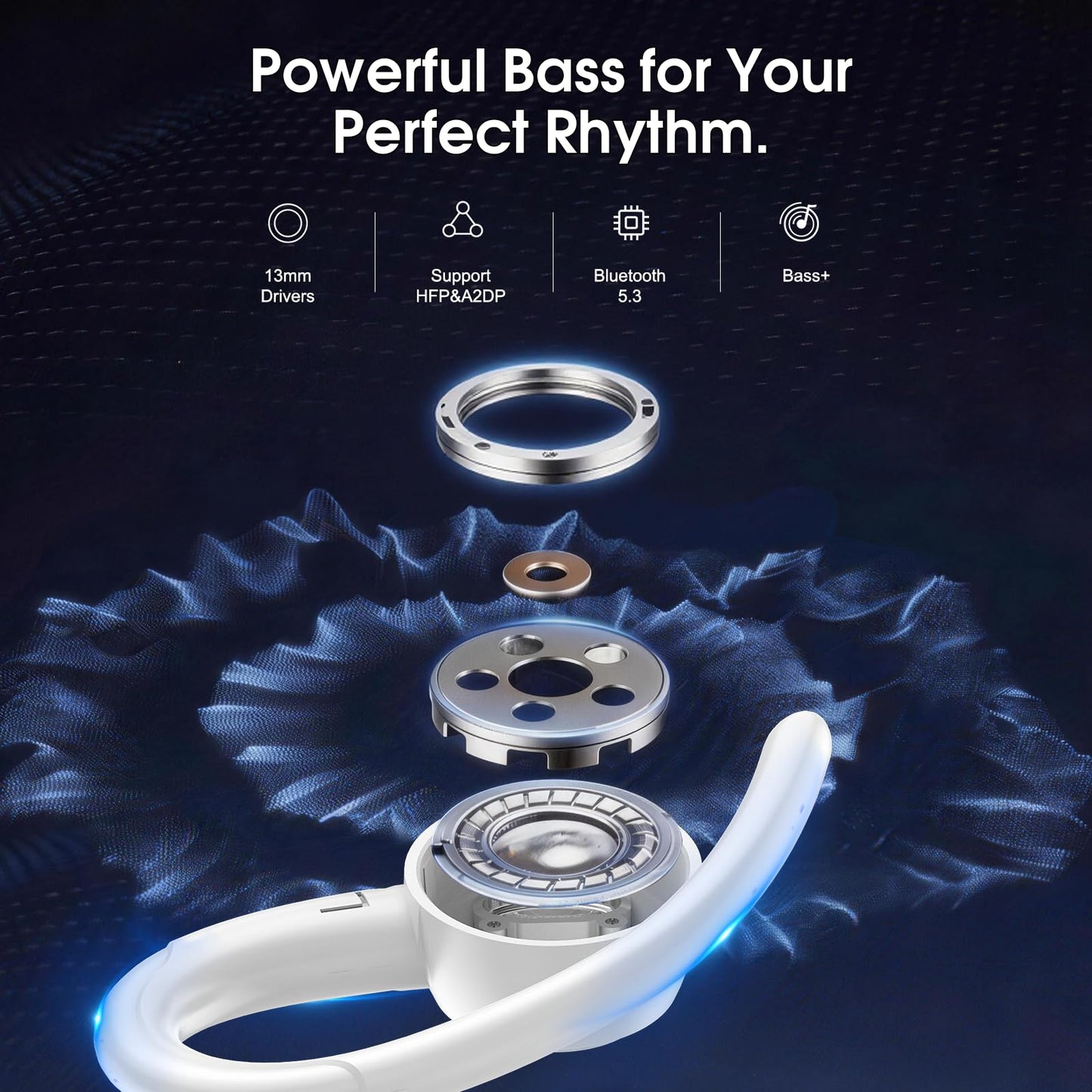 2026 Wireless Earbuds Bluetooth 5.3 Headphones Sports, 48H Earphones with ENC Mic, Stereo Deep Bass Bluetooth Earbuds with Secure Earhook, LED Display, IPX7 Waterproof Ear Buds for Running/Gym/Workout