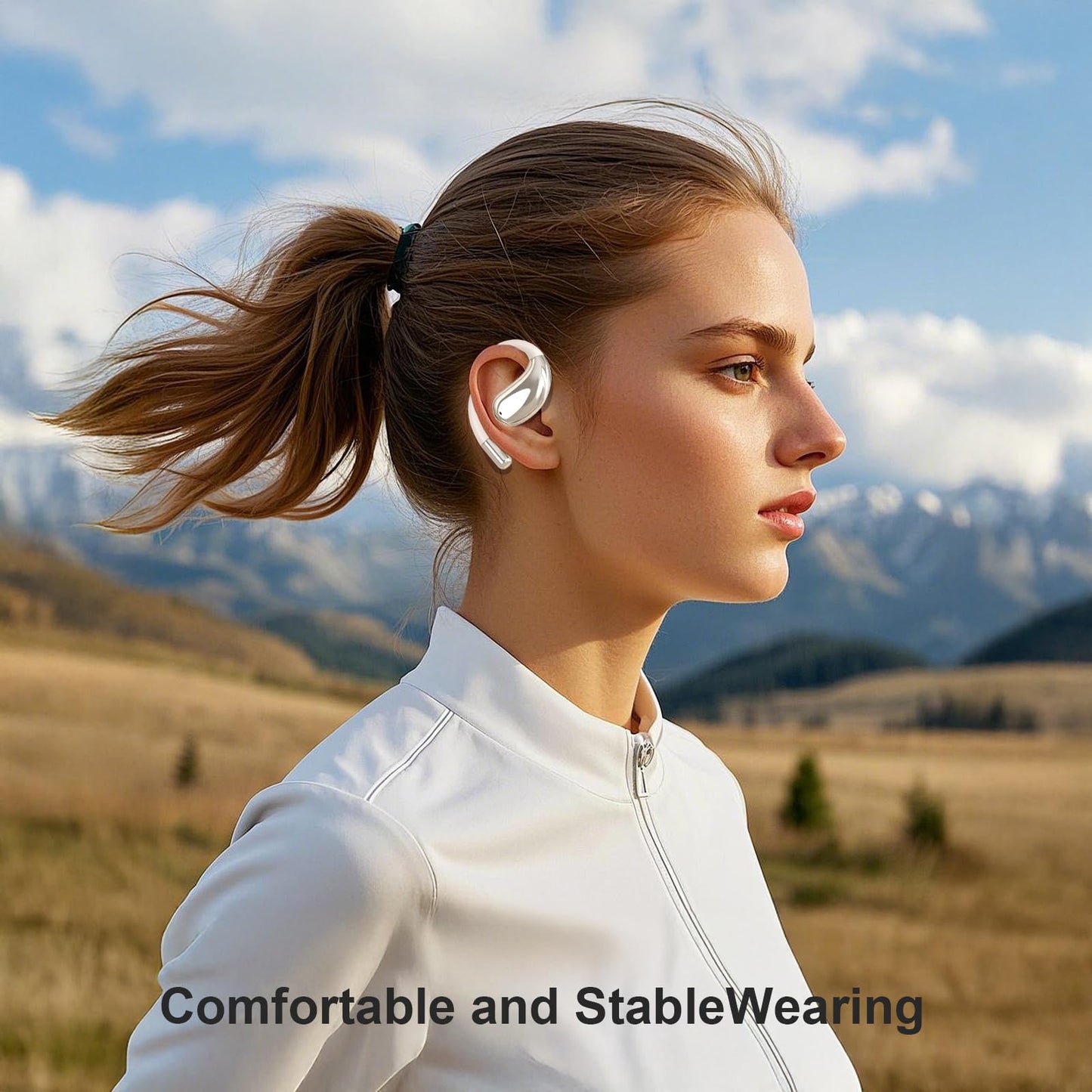AI Translation Earbuds Real Time，Open Ear Wireless Earbuds, Sports Bluetooth Headphones 60Hrs Playtime LED Power Display, Office IPX7 Waterproof Earphones for Running Sports with iOS and Android
