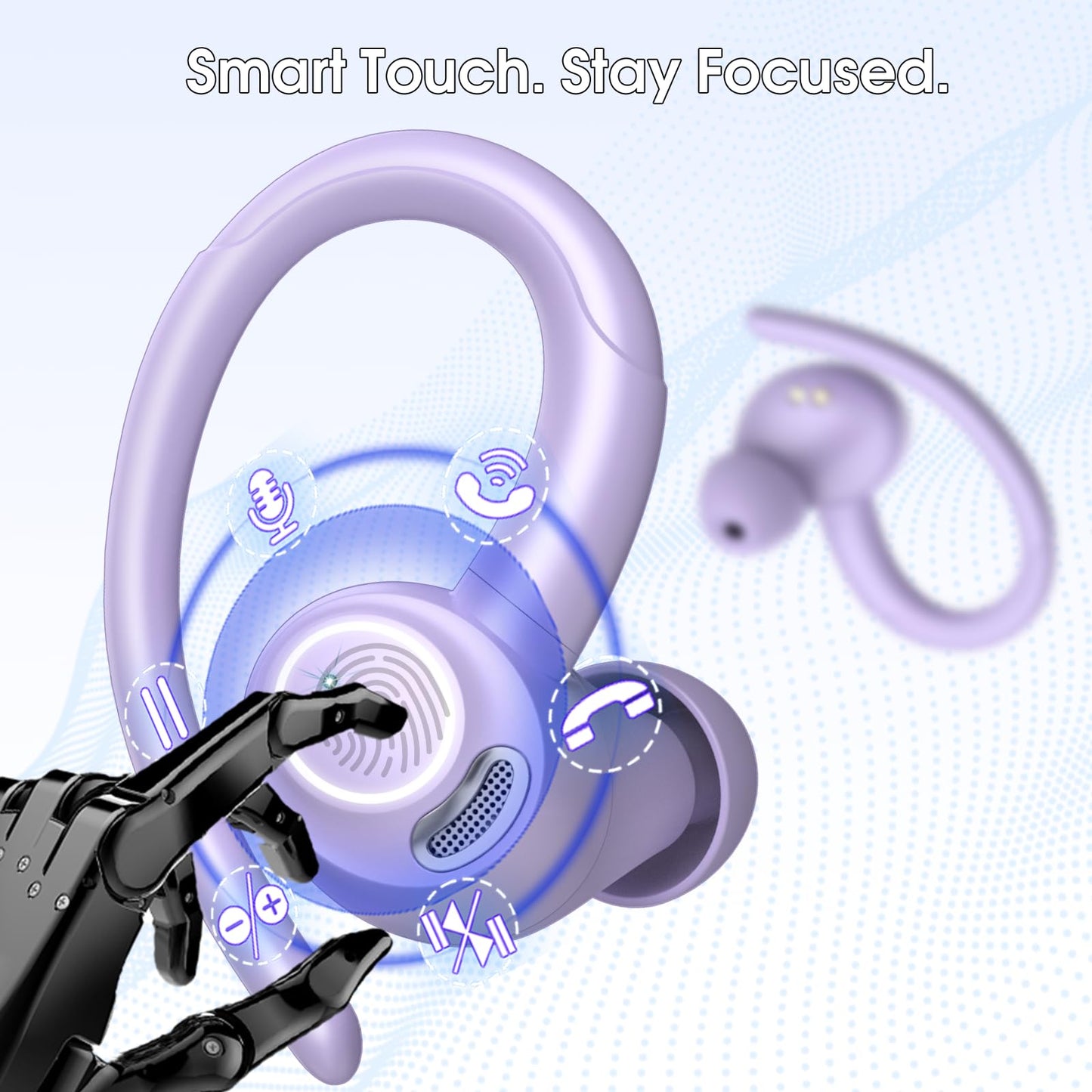 2026 Wireless Earbuds Bluetooth 5.3 Headphones Sports, 48H Earphones with ENC Mic, Stereo Deep Bass Bluetooth Earbuds with Secure Earhook, LED Display, IPX7 Waterproof Ear Buds for Running/Gym/Workout