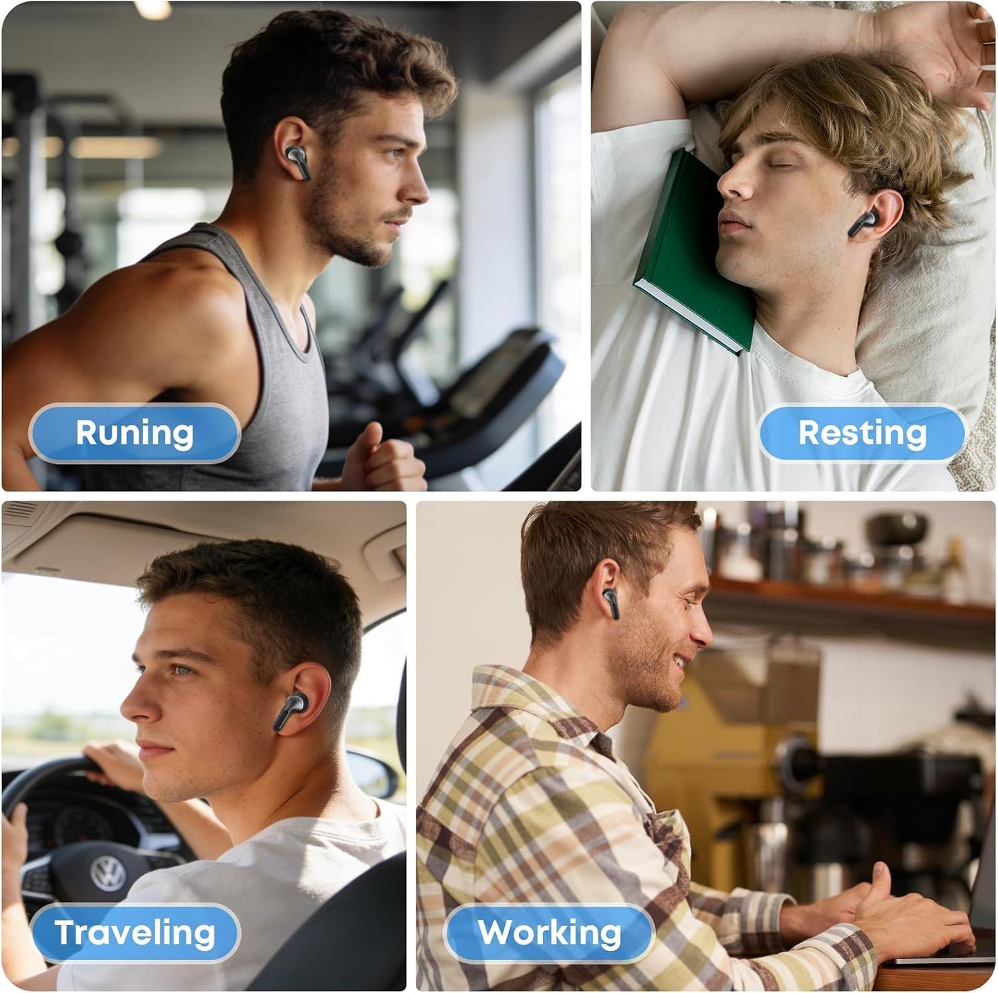 Wireless Earbuds, Bluetooth 5.4 Headphones HiFi Stereo 50H Playback LED Digital Display Ear Buds with ENC Noise Canceling Headset, IPX7 Waterproof Earphones for Running/Workout