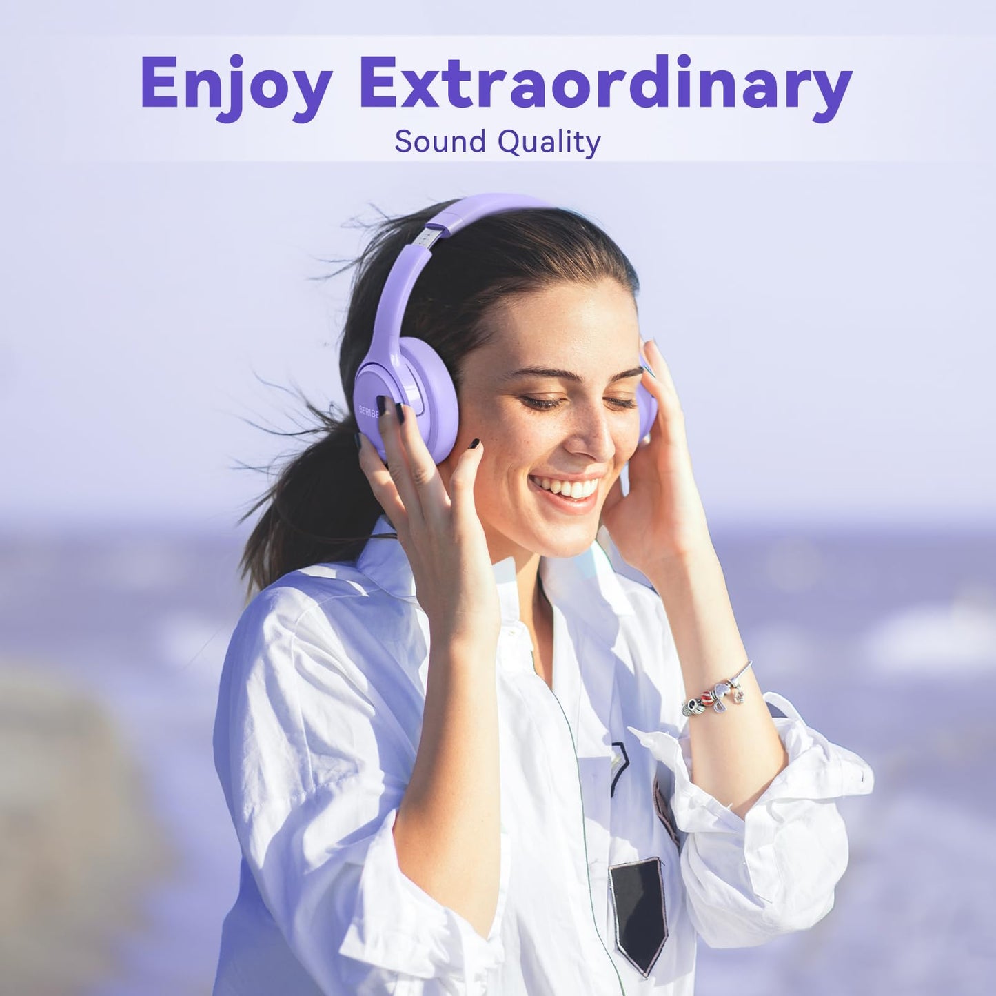BERIBES Bluetooth Headphones Over Ear,65H Playtime and 6 EQ Modes Wireless Headphones with Microphone,Immersive Bass,HiFi Stereo,Foldable Lightweight Headset with Built-in HD Mic for Cellphone/PC/Ect.