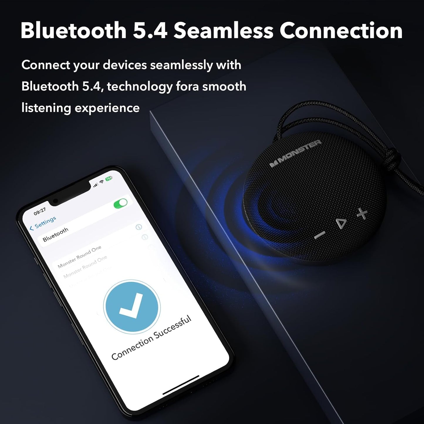 Monster Bluetooth Speaker, IPX8 Shower Speaker Waterproof, Bluetooth 5.4 with Loud HD Sound and Robust Bass, Extra Long Playtime Punchy, for Home, Beaches Portable Wireless Outdoor Speakers