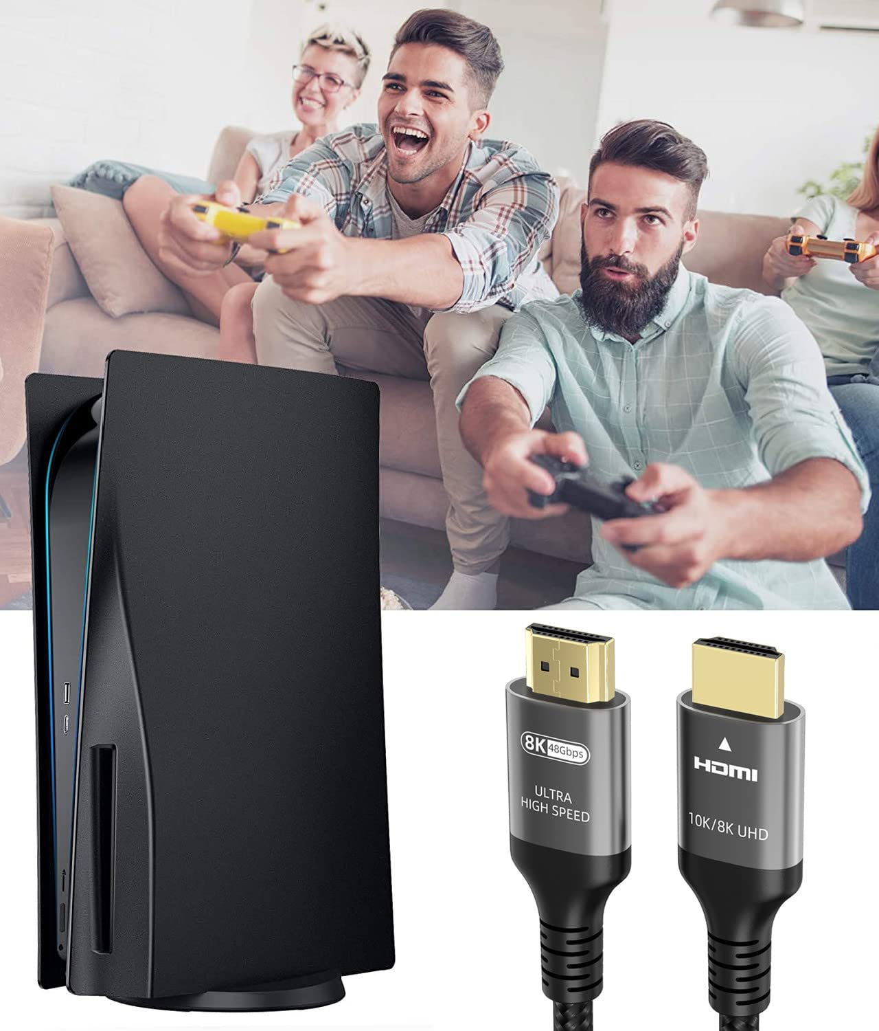Ubluker 10K 8K 4K HDMI Cable 48Gbps 3.3 FT, Certified Ultra High Speed HDMI® Cable 4K 240Hz 144Hz 120Hz 8K60Hz 0.01ms HDR10+ eARC HDCP2.3 Netflix Roku TV PC Monitor Projector PS5 Xbox