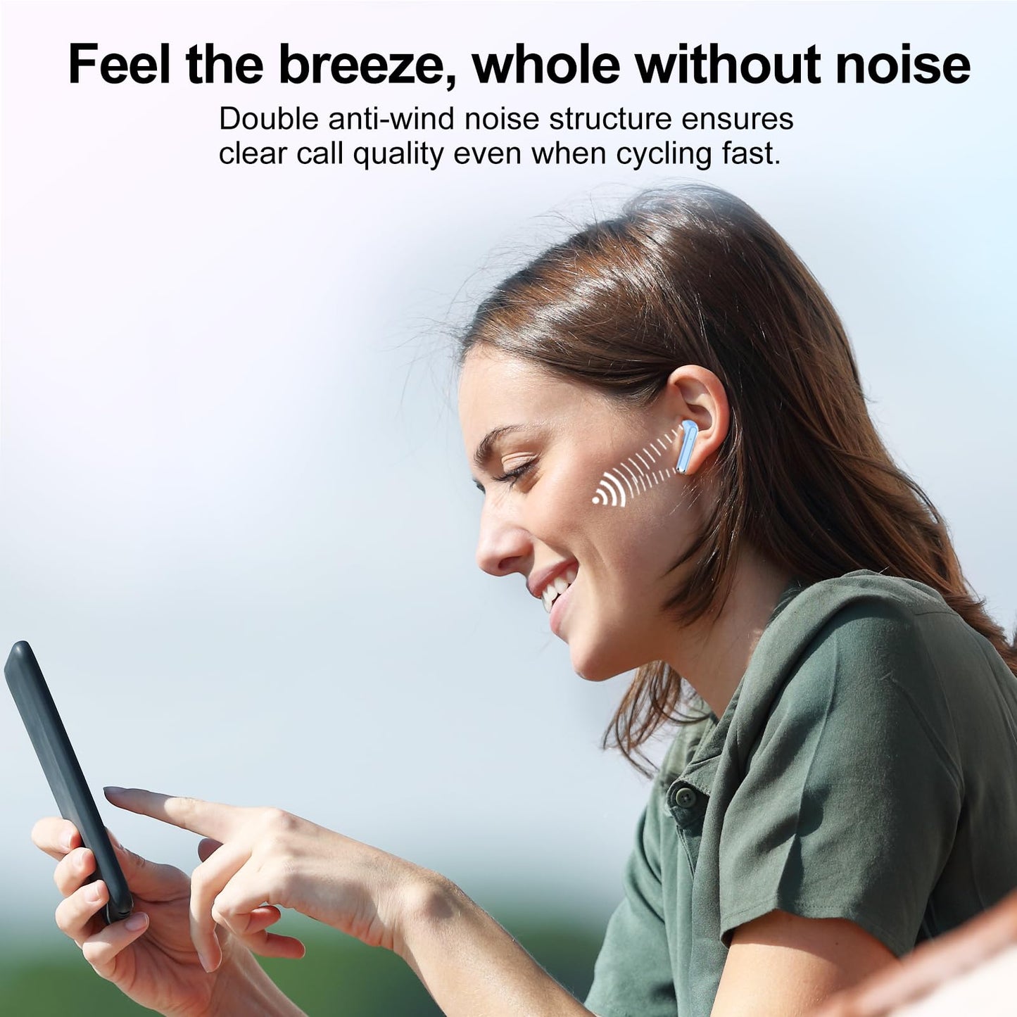 Wireless Earbuds, Bluetooth 5.3 Headphones HiFi Stereo, Mini in-Ear Bluetooth Earbuds, Wireless Earphones with 4 ENC Noise Cancelling Mic, IP7 Waterproof, LED Display, Touch Control Ear Buds, White