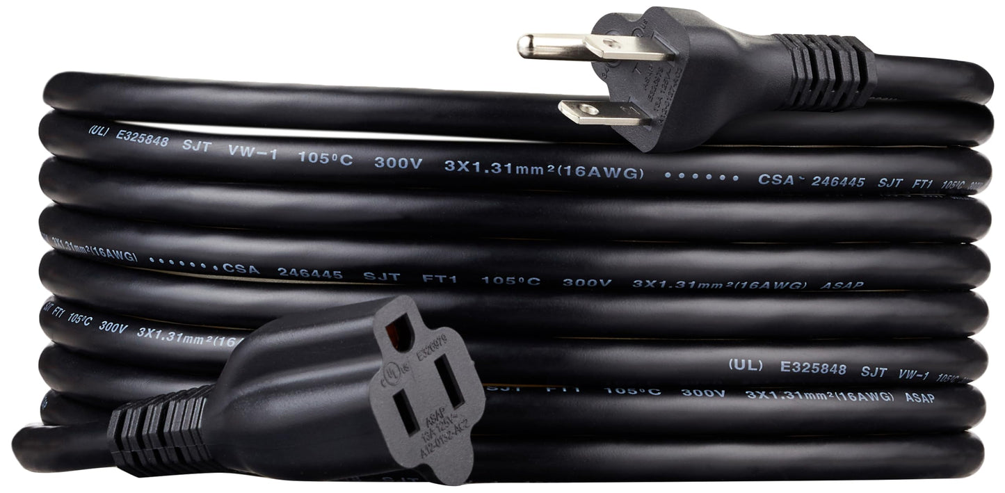 Amazon Basics 6-Foot Extension Cord - 13 Amps, 125V - Black