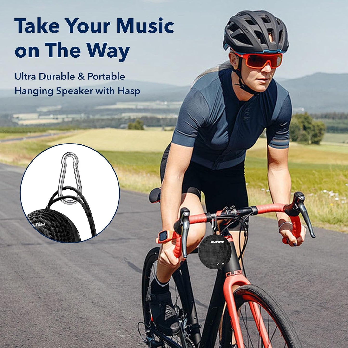 Monster Bluetooth Speaker, IPX8 Shower Speaker Waterproof, Bluetooth 5.4 with Loud HD Sound and Robust Bass, Extra Long Playtime Punchy, for Home, Beaches Portable Wireless Outdoor Speakers