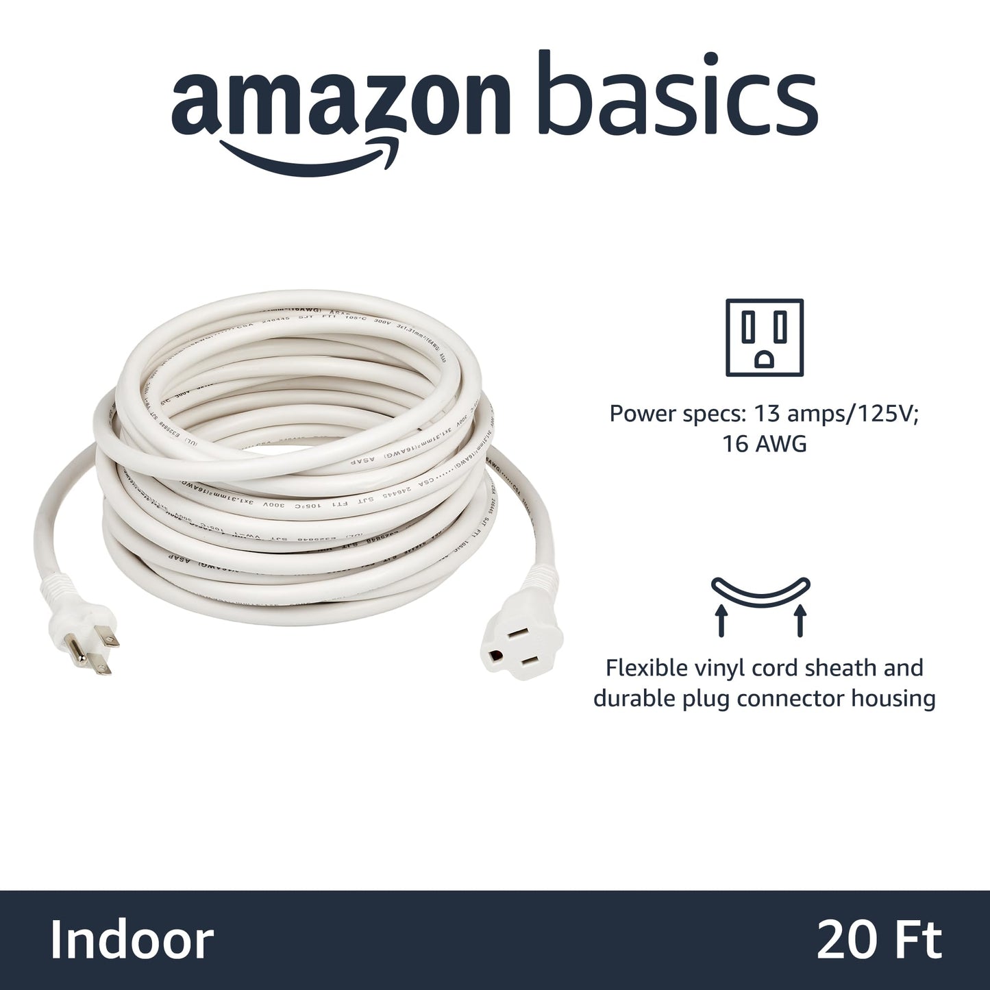 Amazon Basics 6-Foot Extension Cord - 13 Amps, 125V - Black