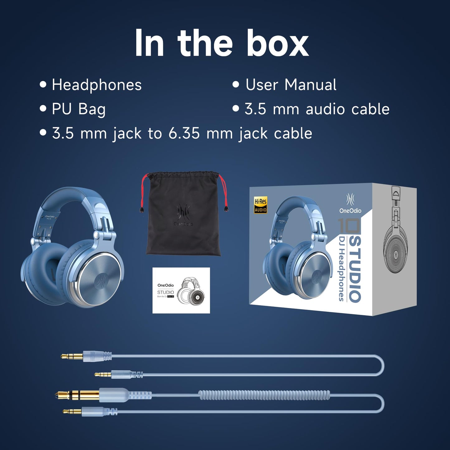 OneOdio Pro-10 Over-Ear Wired Headphones for School, Studio Monitor & Mixing, DJ Stereo Headsets, 50mm Neodymium Drivers, In-Line Mic, 3.5mm/6.35mm Jack for AMP, Computer, Recording, Phone, Piano, Guitar