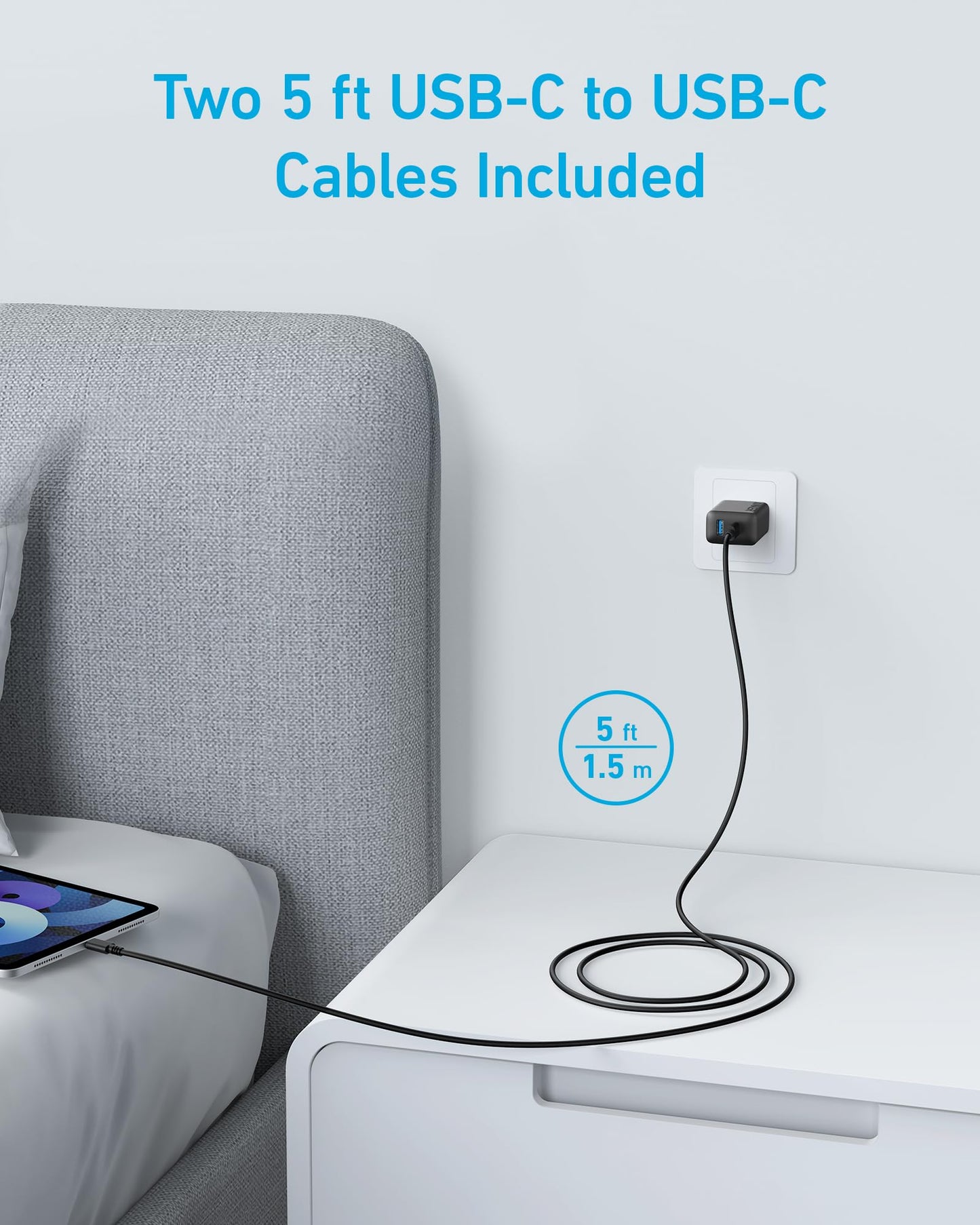 Anker iPhone 17/16 Charger, 2-Pack 20W Fast USB C Charger Block, for iPhone 17/16/16 Pro Max/15 Series/iPad Pro and More (2 Pack & 2 Cable)(Black)