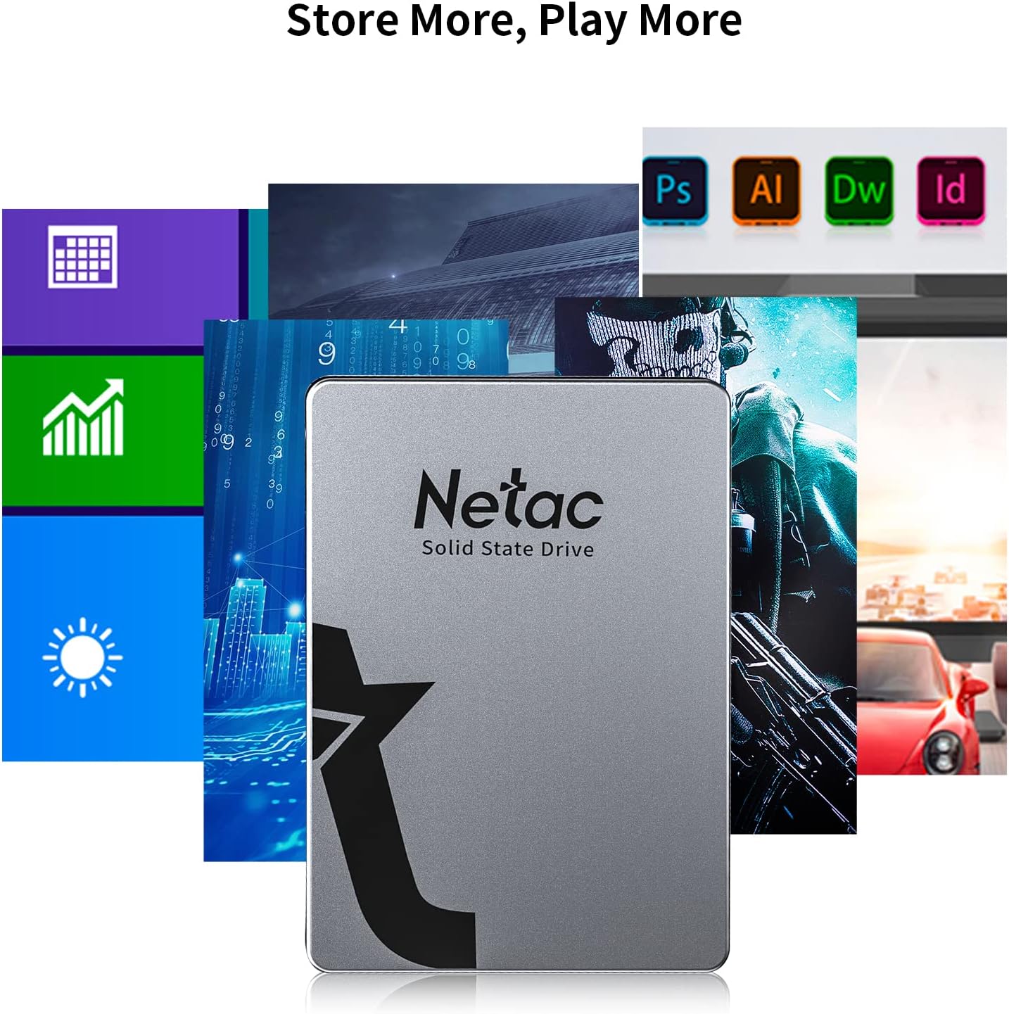 Netac SSD 256GB 3D NAND 2.5-inch SATA III 6Gb/s Metal Shell Design Internal Gaming SSD Hard Drive Perfect for PC/Desktop/Tablet-Silver Grey