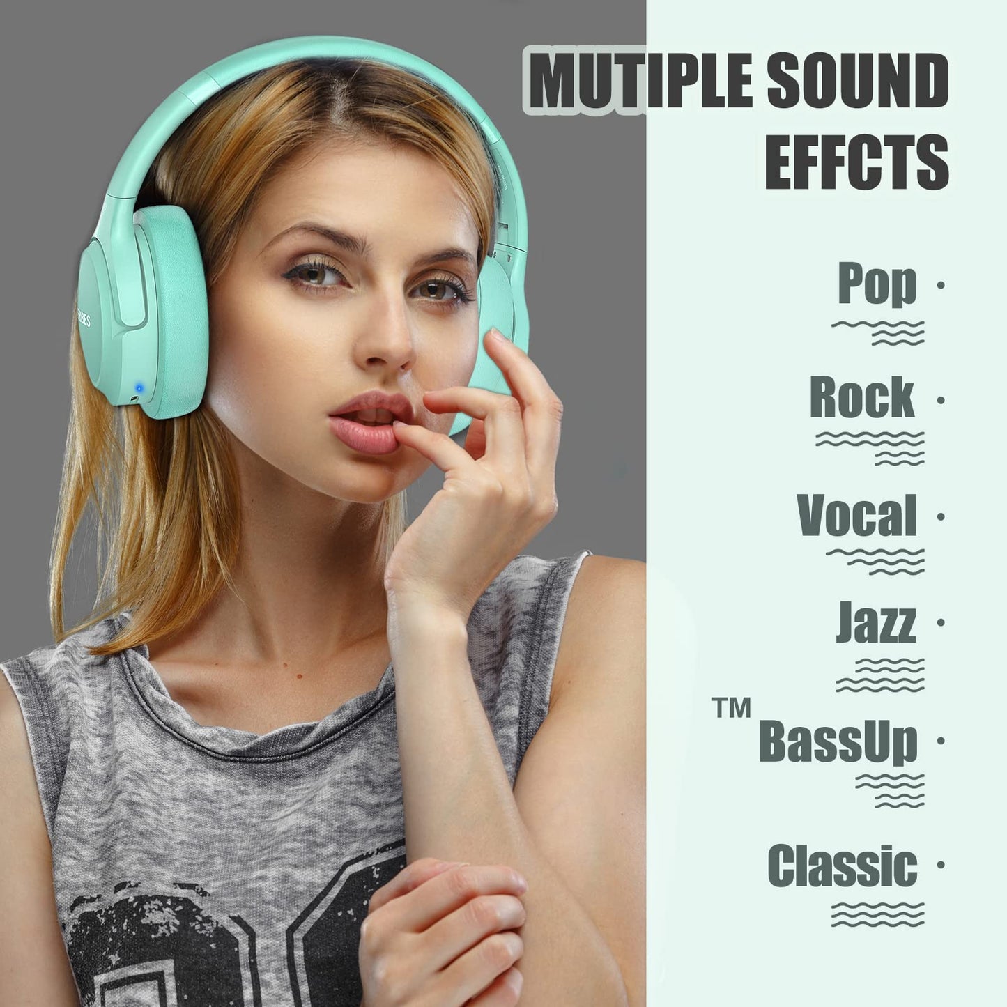 BERIBES Bluetooth Headphones Over Ear,65H Playtime and 6 EQ Modes Wireless Headphones with Microphone,Immersive Bass,HiFi Stereo,Foldable Lightweight Headset with Built-in HD Mic for Cellphone/PC/Ect.