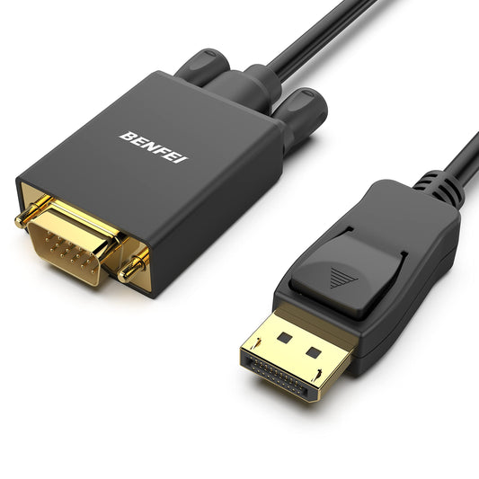 BENFEI Câble DisplayPort vers VGA, port d'affichage de 1,8 m pour ordinateur/ordinateur portable vers VGA de moniteur/projecteur adaptateur plaqué or (non bidirectionnel, non compatible avec HDMI ou