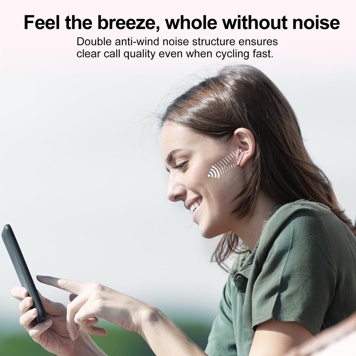 Wireless Earbuds, Bluetooth 5.3 Headphones HiFi Stereo, Mini in-Ear Bluetooth Earbuds, Wireless Earphones with 4 ENC Noise Cancelling Mic, IP7 Waterproof, LED Display, Touch Control Ear Buds, White
