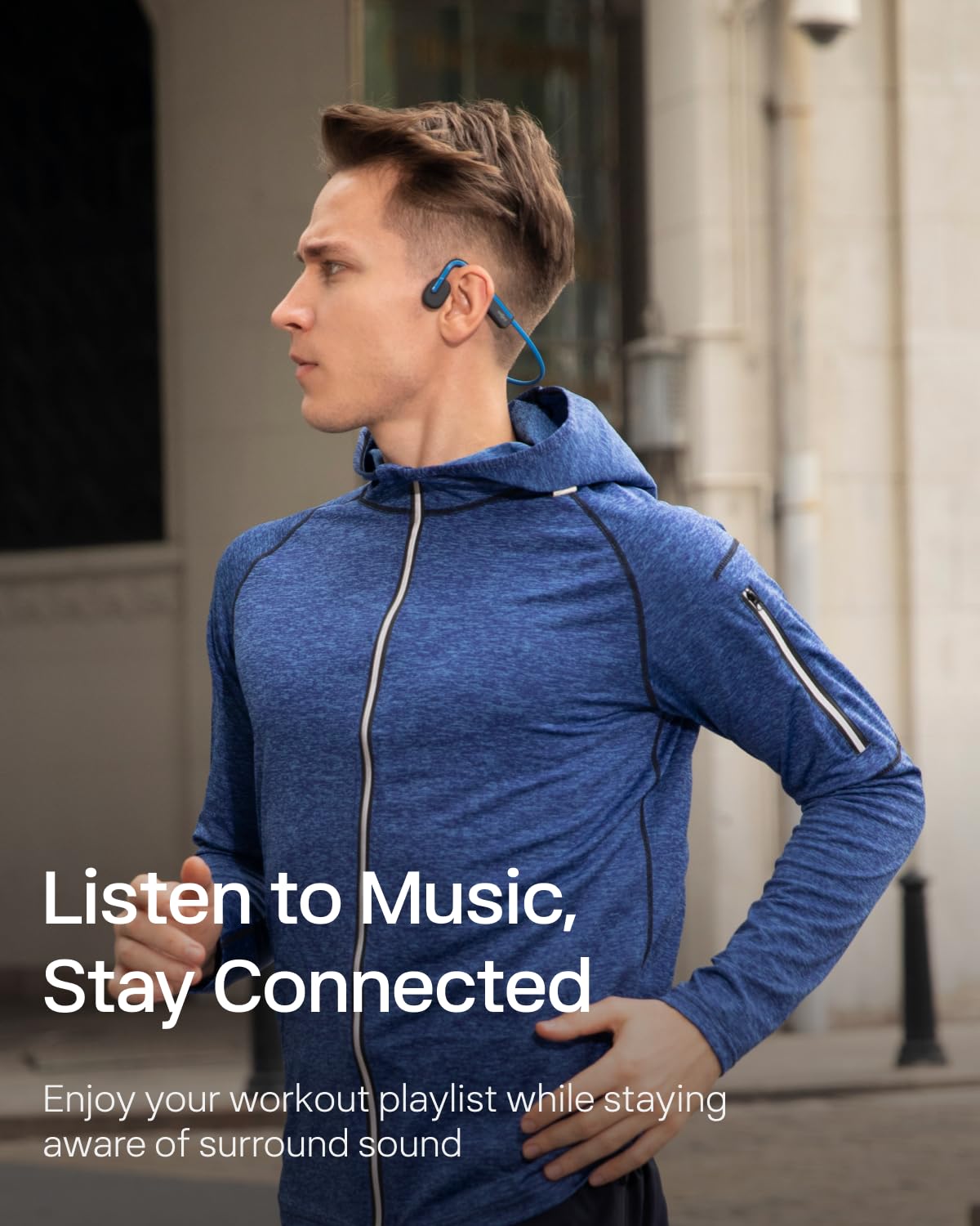 Shokz (AfterShokz) OpenMove - Open-Ear Bluetooth Sport Headphones - Bone Conduction Wireless Earphones - Sweatproof for Running and Workouts, with Sticker Pack (Grey)