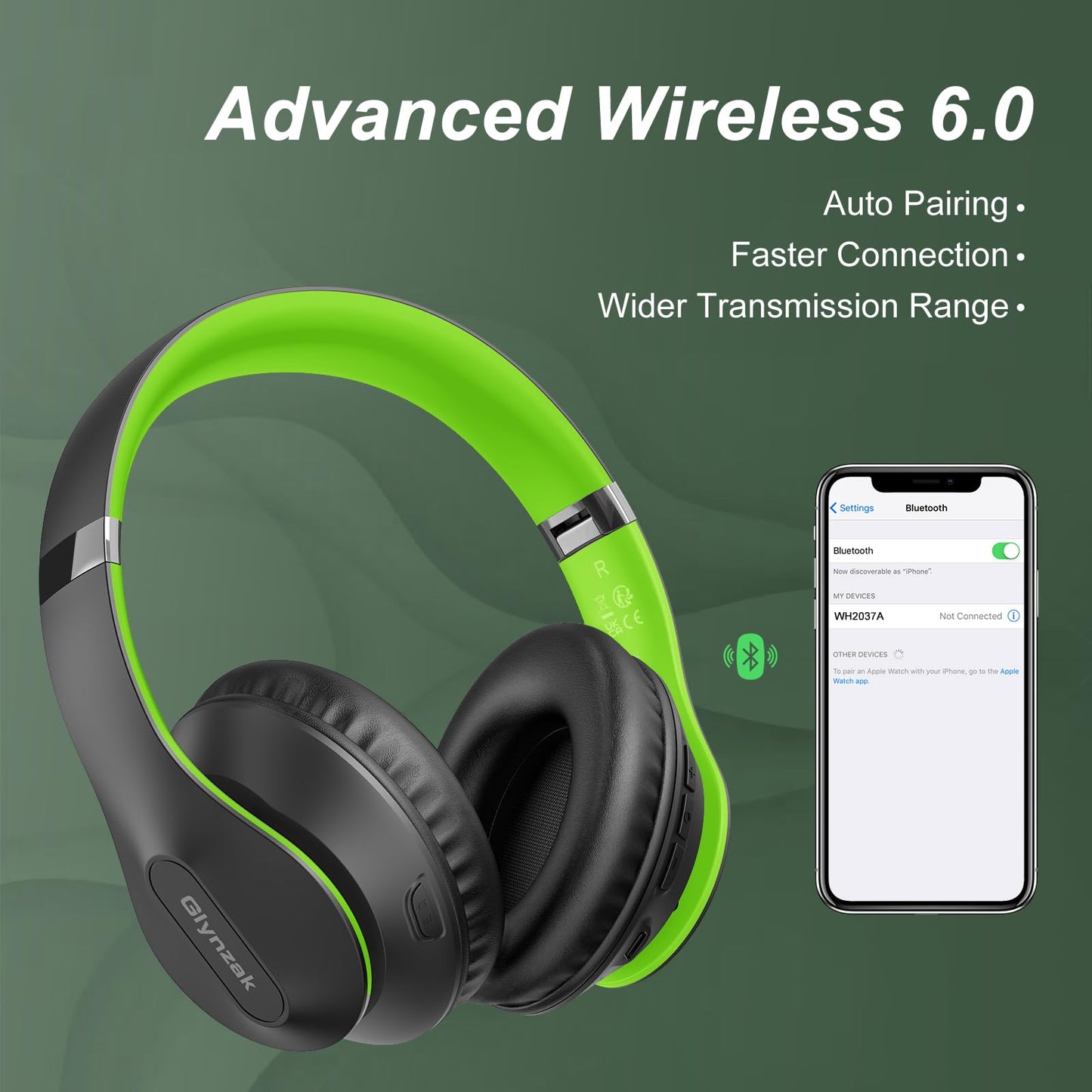 Wireless Bluetooth Headphones Over Ear 65H Playtime HiFi Stereo Headset with Microphone and 6EQ Modes Foldable Bluetooth V6.0 Headphones for Desktop Computer Laptop Rose Gold