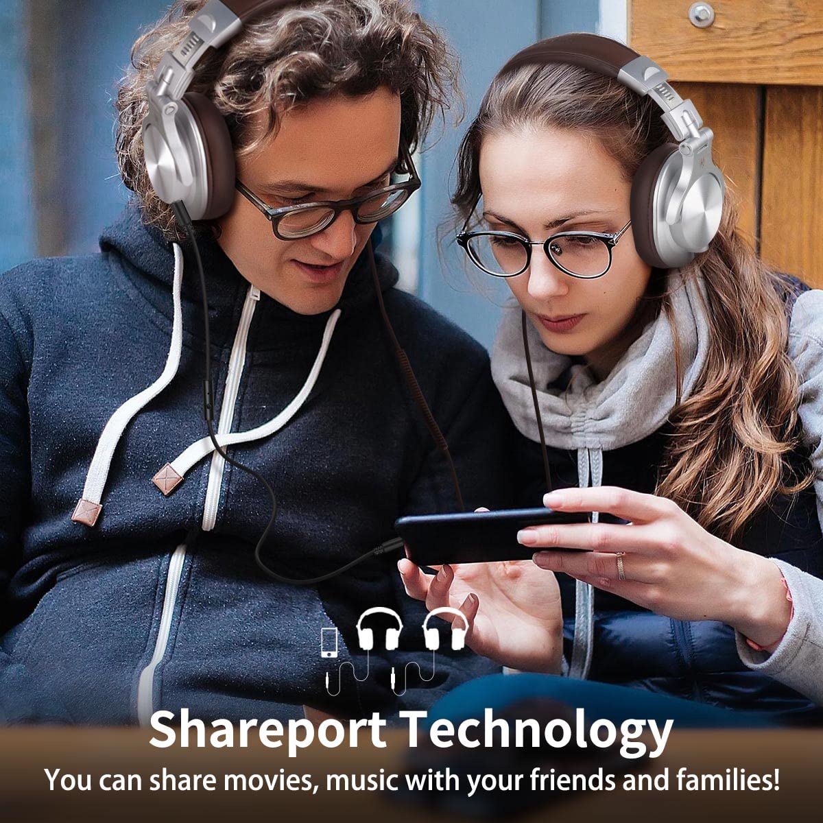 OneOdio A71 Wired Over Ear Headphones, In-Line Mic, Studio Headphones with SharePort, Professional Monitor Recording & Mixing Foldable Headphones with Hi-Res Sound for DJ Guitar Amp Computer PC