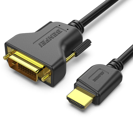 BENFEI HDMI to DVI, Bi Directional DVI-D 24+1 Male to HDMI Male High Speed Adapter Cable Support 1080P Full HD Compatible for Raspberry Pi, Roku, Xbox One, PS4 PS3, Graphics Card