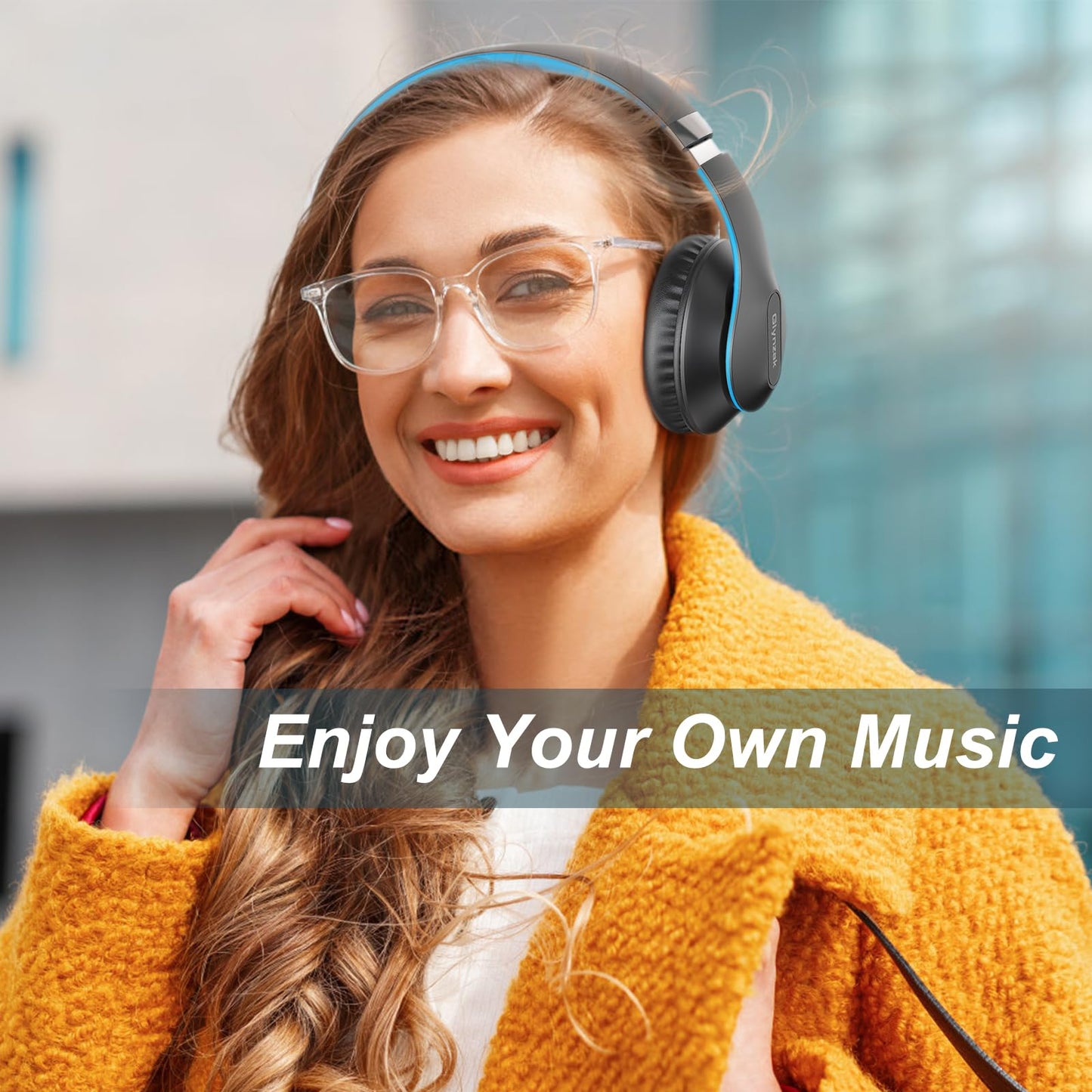 Wireless Bluetooth Headphones Over Ear 65H Playtime HiFi Stereo Headset with Microphone and 6EQ Modes Foldable Bluetooth V6.0 Headphones for Desktop Computer Laptop Rose Gold