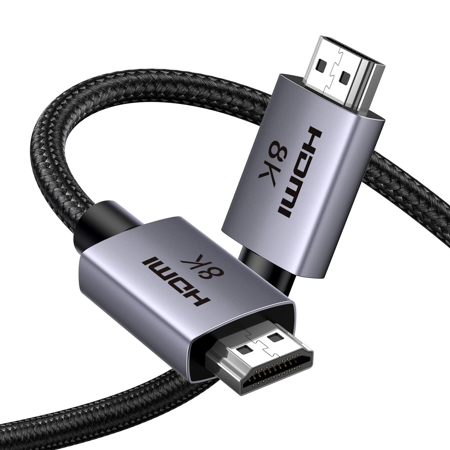 UGREEN 10K 8K HDMI 2.1 Cable 48Gbps 6.6FT, Certified 8K@60Hz 4K@120Hz 144Hz High Speed Gaming Cable Braided Cord, eARC HDCP 2.3 Dynamic HDR Compatible for HDTV/PS5/Xbox/SoundBar/RTX3090/Blu-ray