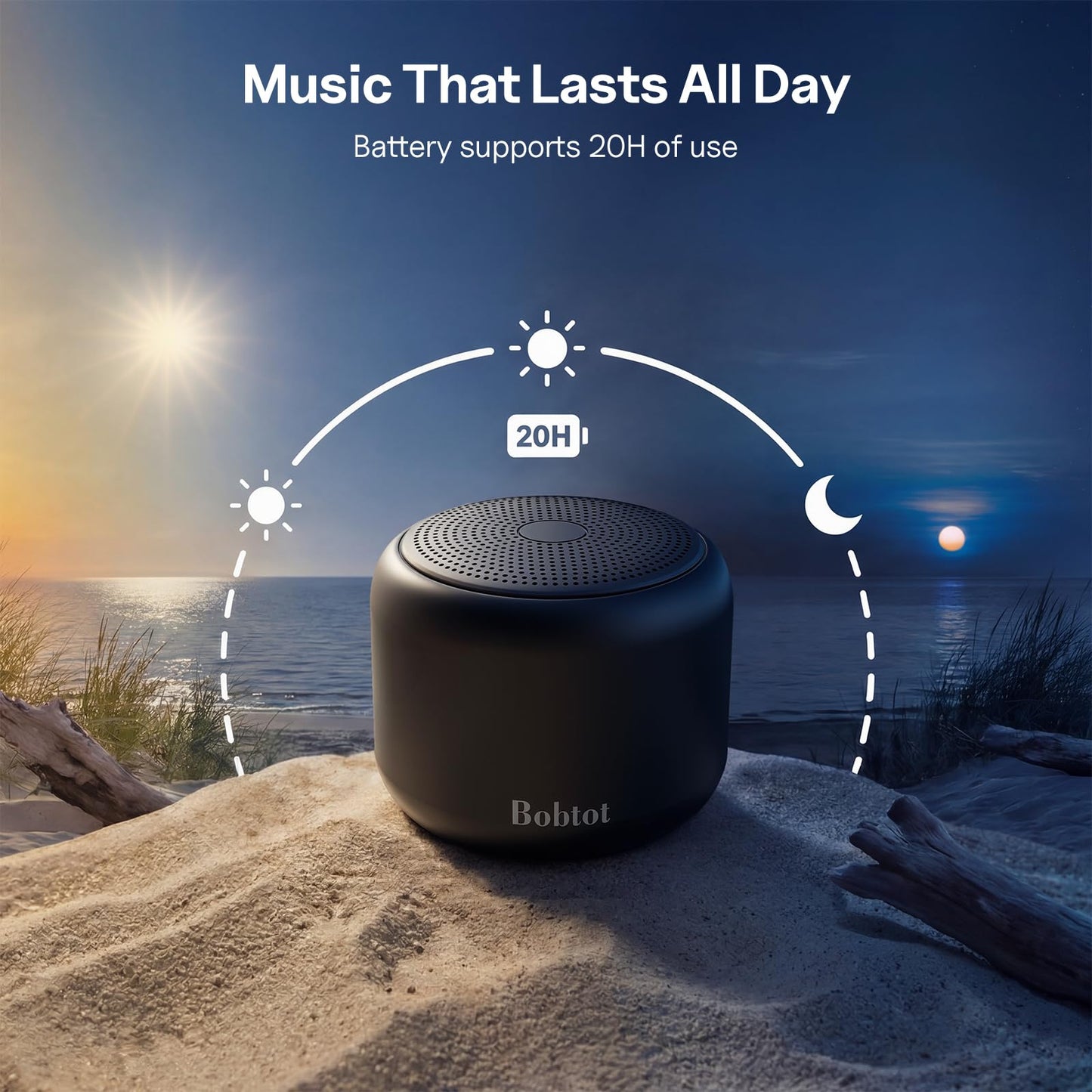 Bobtot Portable Bluetooth Speakers with Strap Easy to Carry, Wireless IPX5 Waterproof Mini Speaker with Loud Stereo Sound, 20 Hours Playtime, Rechargeable Battery, Built-in Microphone (Pink)