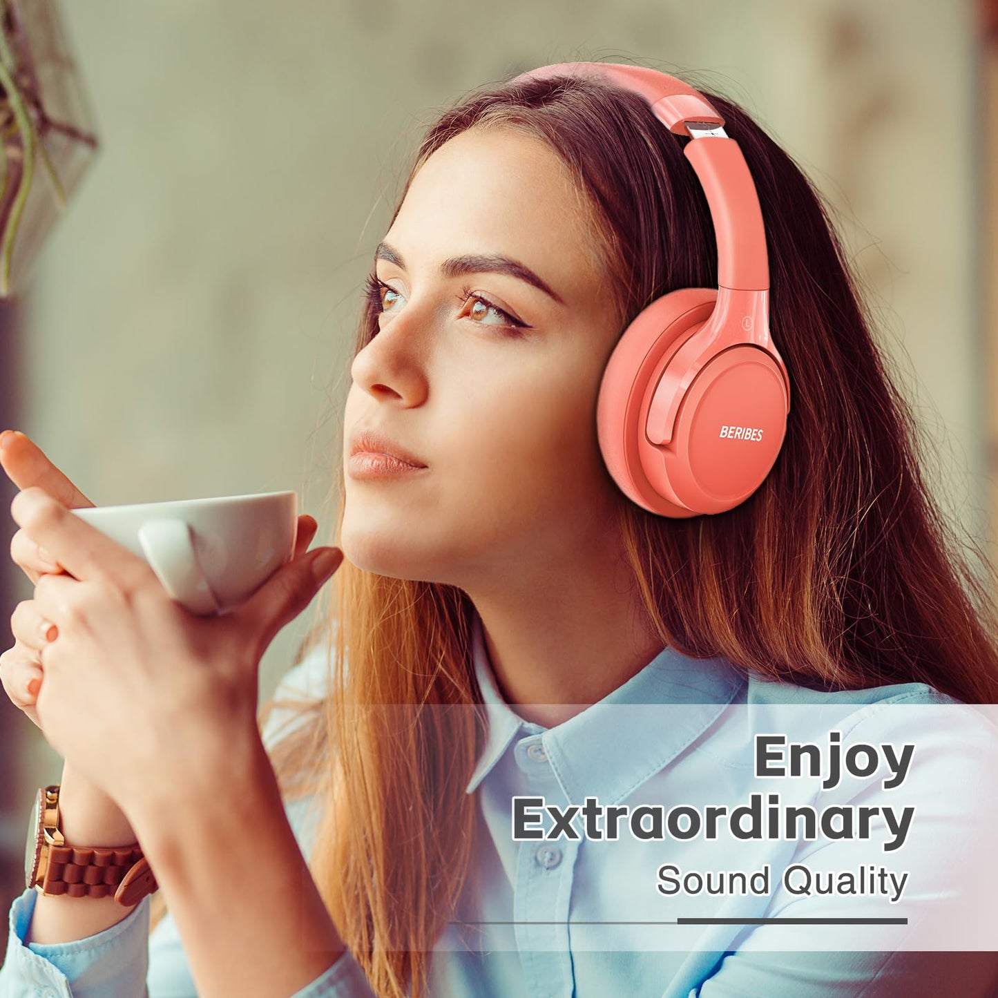 BERIBES Bluetooth Headphones Over Ear,65H Playtime and 6 EQ Modes Wireless Headphones with Microphone,Immersive Bass,HiFi Stereo,Foldable Lightweight Headset with Built-in HD Mic for Cellphone/PC/Ect.
