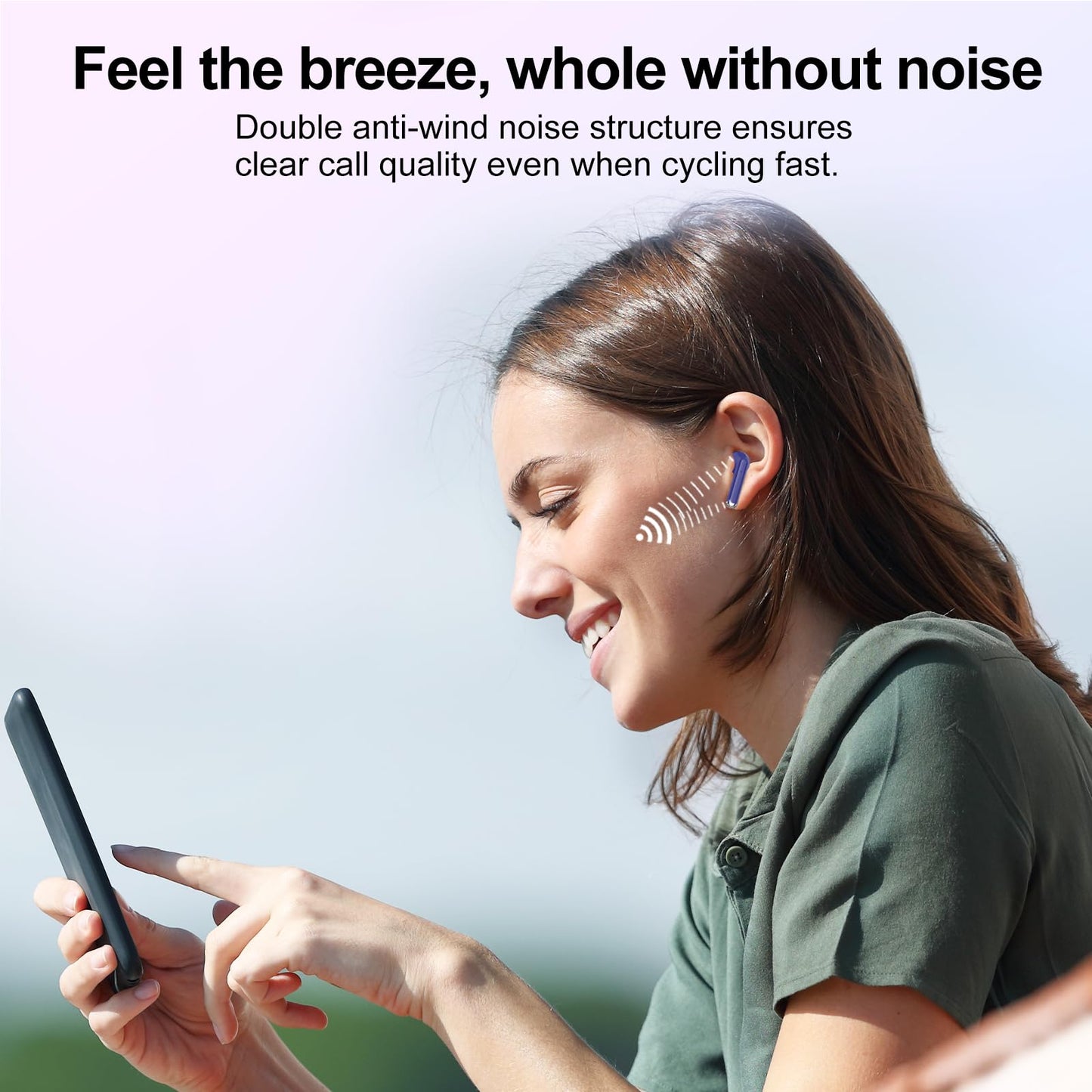 Wireless Earbuds, Bluetooth 5.3 Headphones HiFi Stereo, Mini in-Ear Bluetooth Earbuds, Wireless Earphones with 4 ENC Noise Cancelling Mic, IP7 Waterproof, LED Display, Touch Control Ear Buds, White