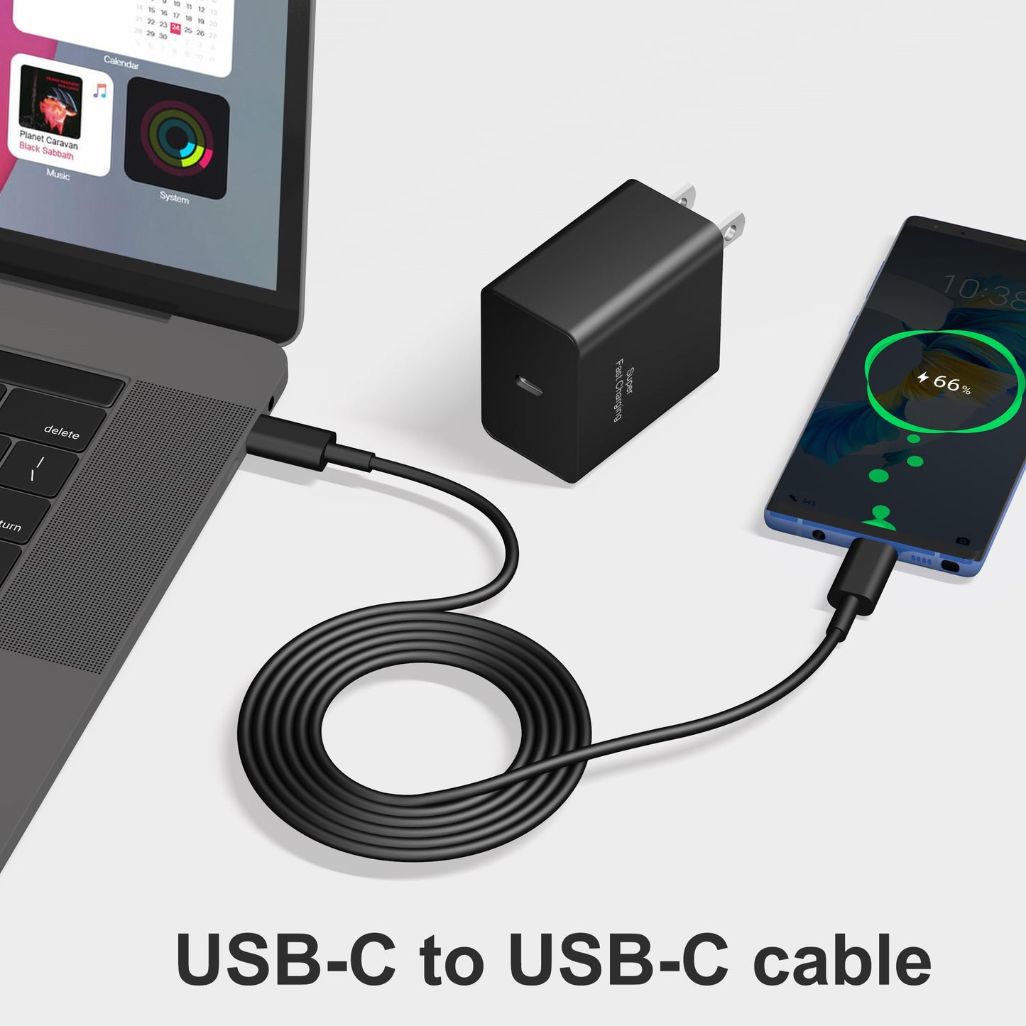 45W Type-C Fast Charger, 2-Pack USB C Fast Charger Adapter & USB C to USB C Cable, 45W Super Fast Charger for Galaxy S24/S23/S22 Ultra/Plus/Note 20/S20/S21/Galaxy Tab S7/S8 (Black)