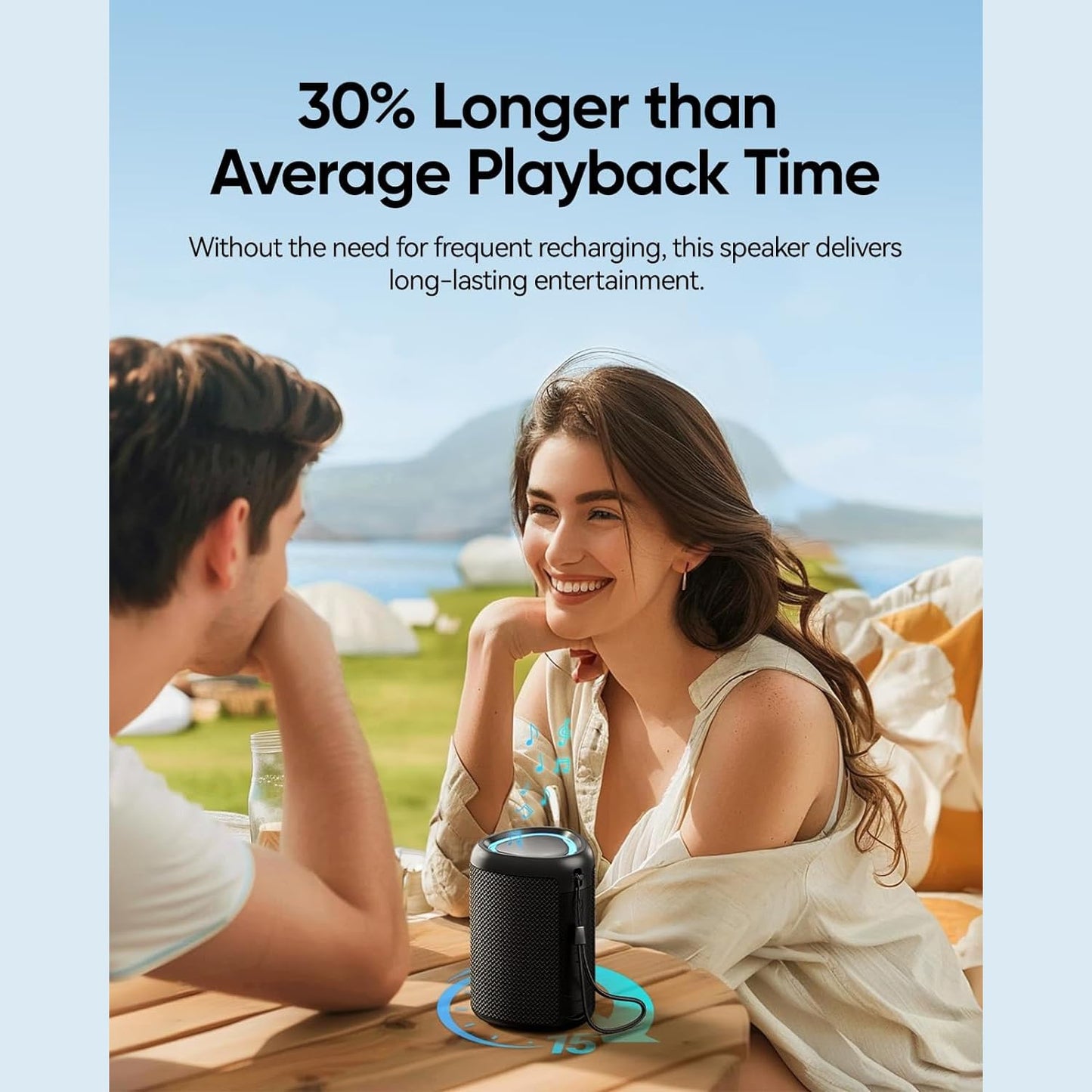 Portable Bluetooth Speaker with Lights, Powerful Crystal Clear Sound, IPX5 Waterproof, All Day Playtime, AUX&TF-Card Input, Bluetooth 5.3, TWS Paring, Small Wireless Speaker for Outdoor, Gift Ideas