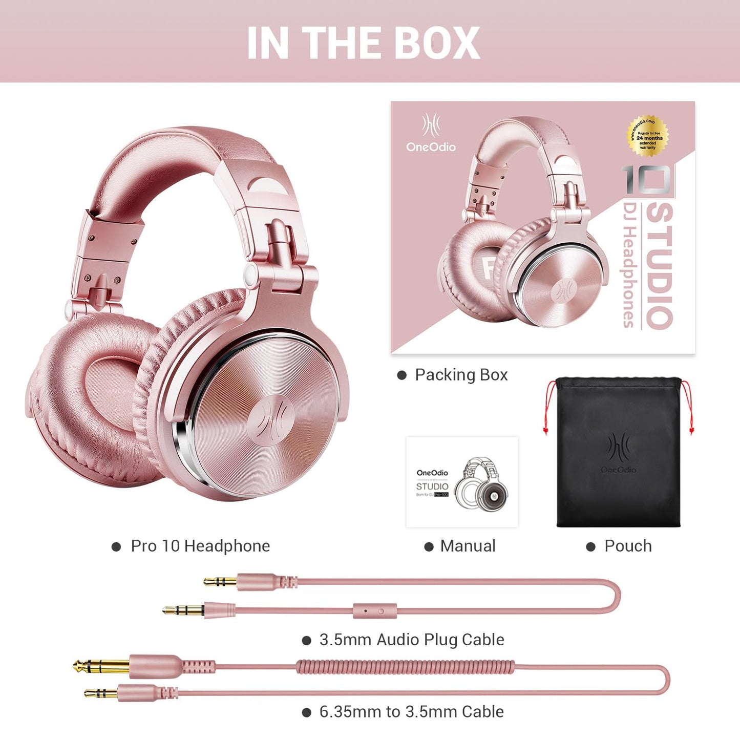 OneOdio Pro-10 Over-Ear Wired Headphones for School, Studio Monitor & Mixing, DJ Stereo Headsets, 50mm Neodymium Drivers, In-Line Mic, 3.5mm/6.35mm Jack for AMP, Computer, Recording, Phone, Piano, Guitar
