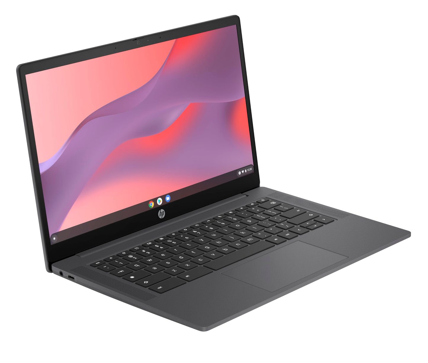 HP Chromebook 14 inch, Intel® Processor N100, 4GB RAM, 128GB UFS, HD(1366 x 768), Anti-Glare, HP True Vision 720p HD Camera w Privacy Shutter, Dual-Array mic, ChromeOS, Chalkboard Grey (14a-nf0036ca)