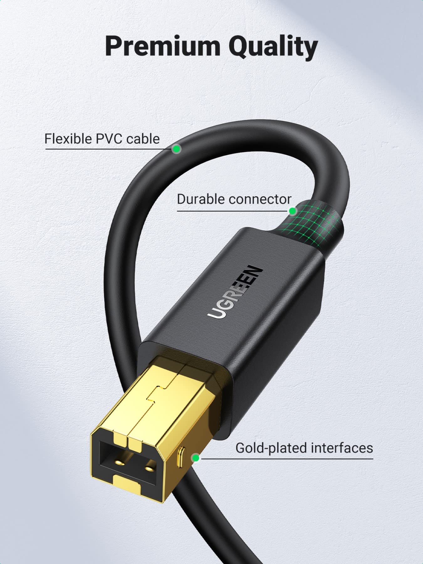 UGREEN Printer Cable USB 2.0 A Male to B Male Cord USB A to B Cable High Speed Scanner Cord Compatible with Brother, HP, Lexmark, Epson, Xerox, Piano, DAC and More, 1.5 Meters