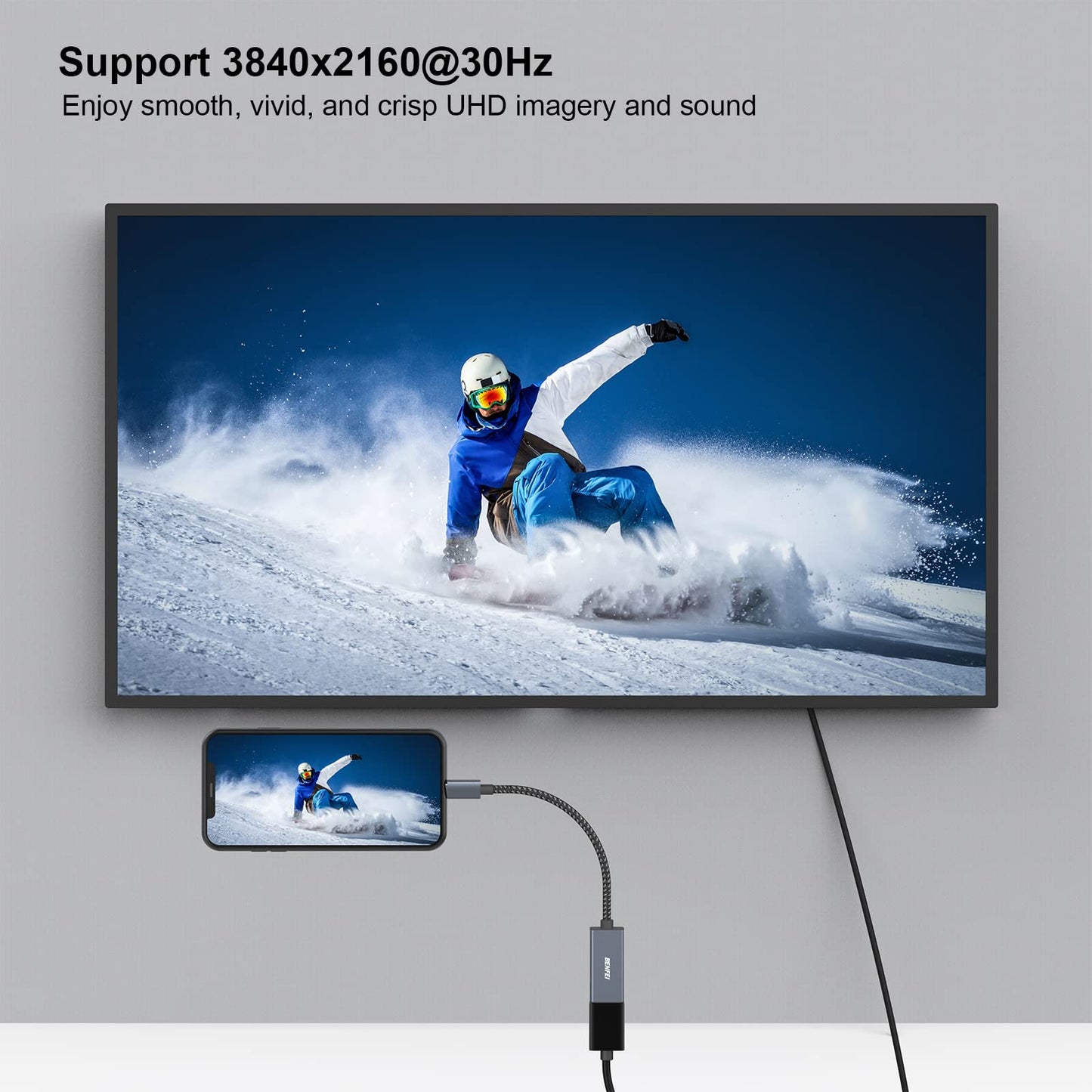 BENFEI USB C to HDMI Adapter 4K@60Hz, USB Type-C to HDMI Adapter [Thunderbolt 3/4/5 Compatible] with iPhone 15 Pro/Max, MacBook Pro/Air 2023, iPad Pro, iMac, S23, XPS 17, Surface Book