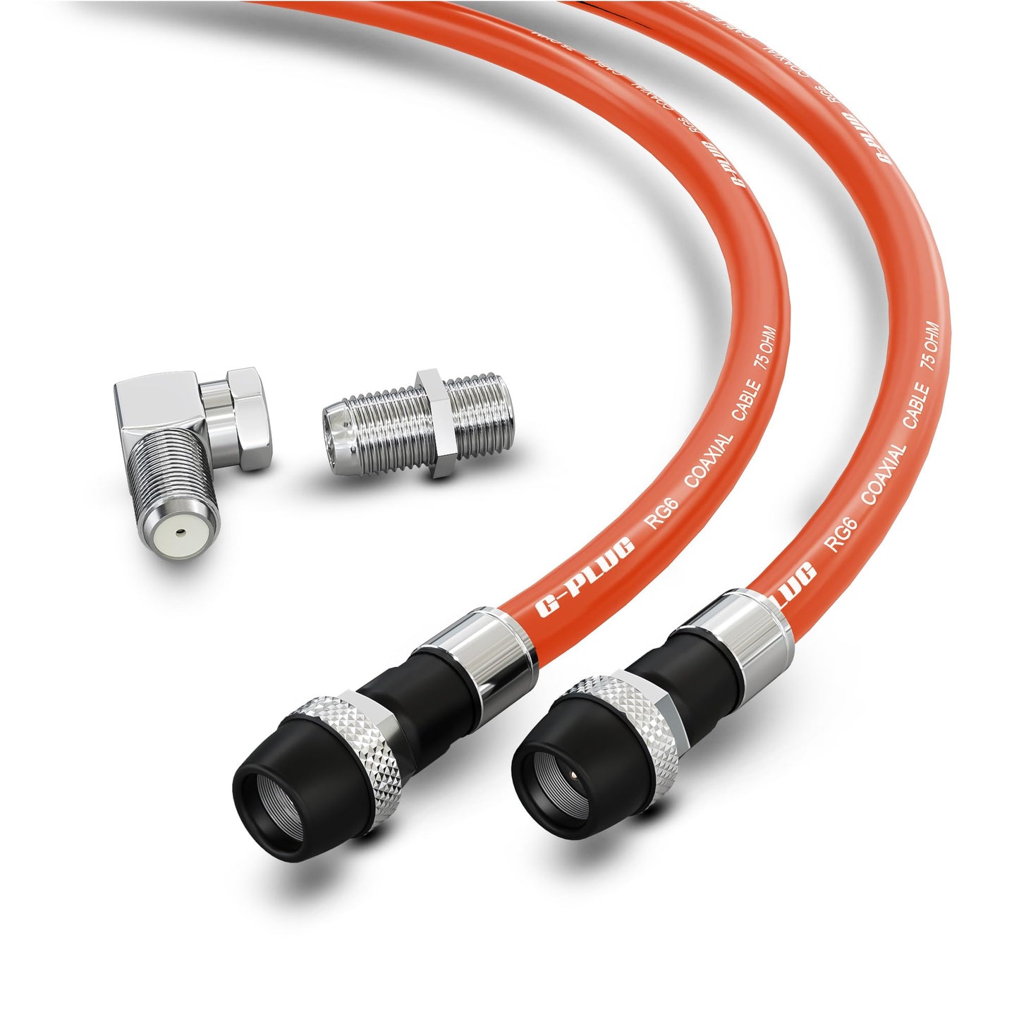 G-PLUG 25FT RG6 Coaxial Cable Connectors Set – High-Speed Internet, Broadband, Digital TV Aerial, Satellite Extension – Weather-Sealed Double Rubber O-Ring and Compression Connectors – White