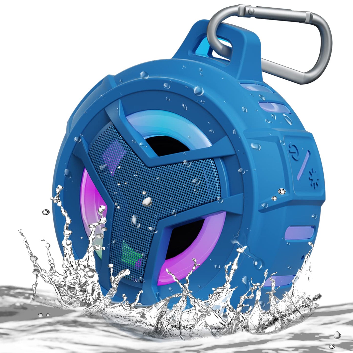 EBODA Bluetooth Shower Speaker, Portable Bluetooth Speakers, IP67 Waterproof Outdoor Speaker Wireless with LED Light, Floating, 2000mAh, True Wireless Stereo for Pool, Kayak, Bike, Golf, Gifts -Black