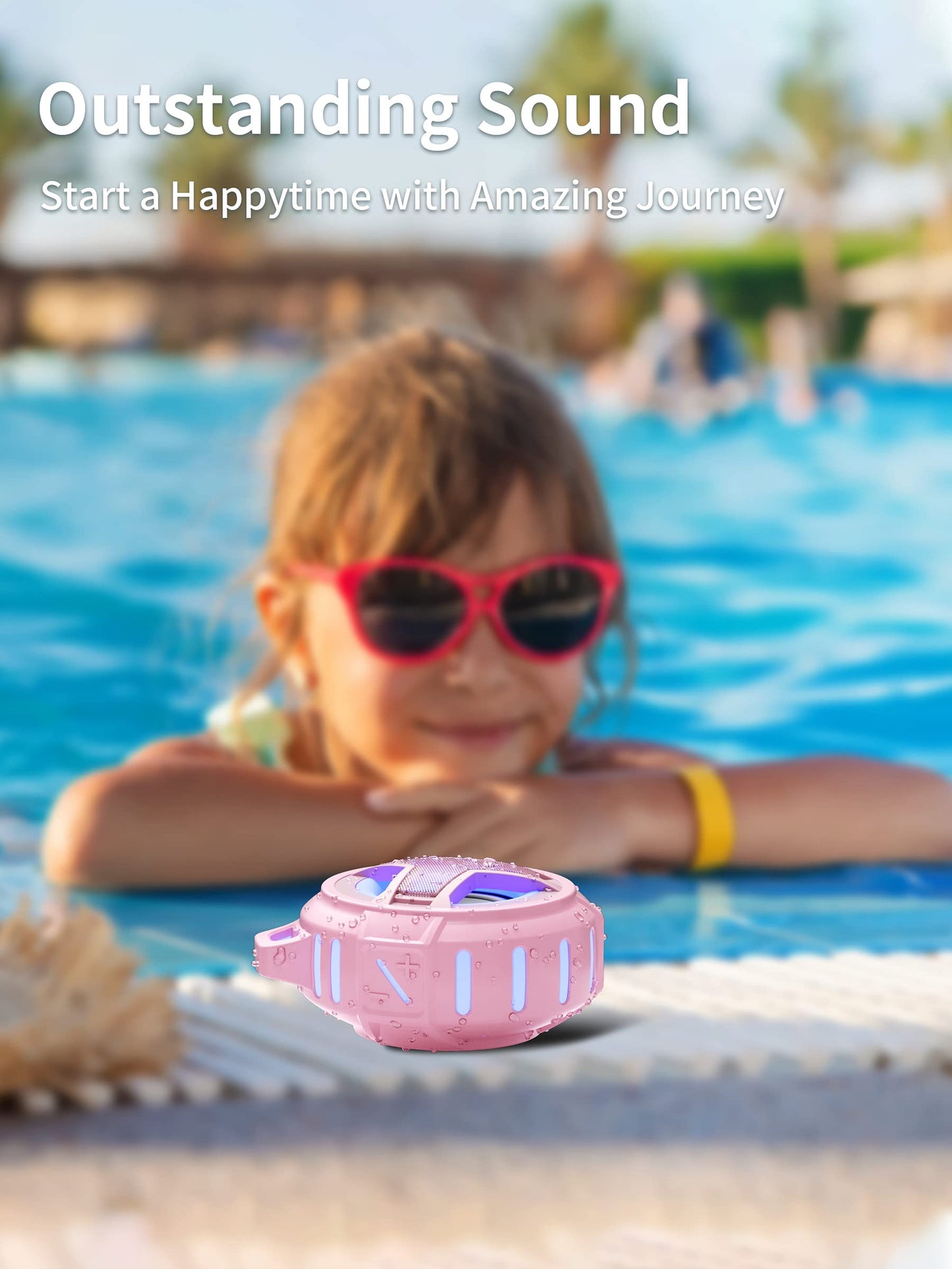 EBODA Bluetooth Shower Speaker, Portable Bluetooth Speakers, IP67 Waterproof Outdoor Speaker Wireless with LED Light, Floating, 2000mAh, True Wireless Stereo for Pool, Kayak, Bike, Golf, Gifts -Black