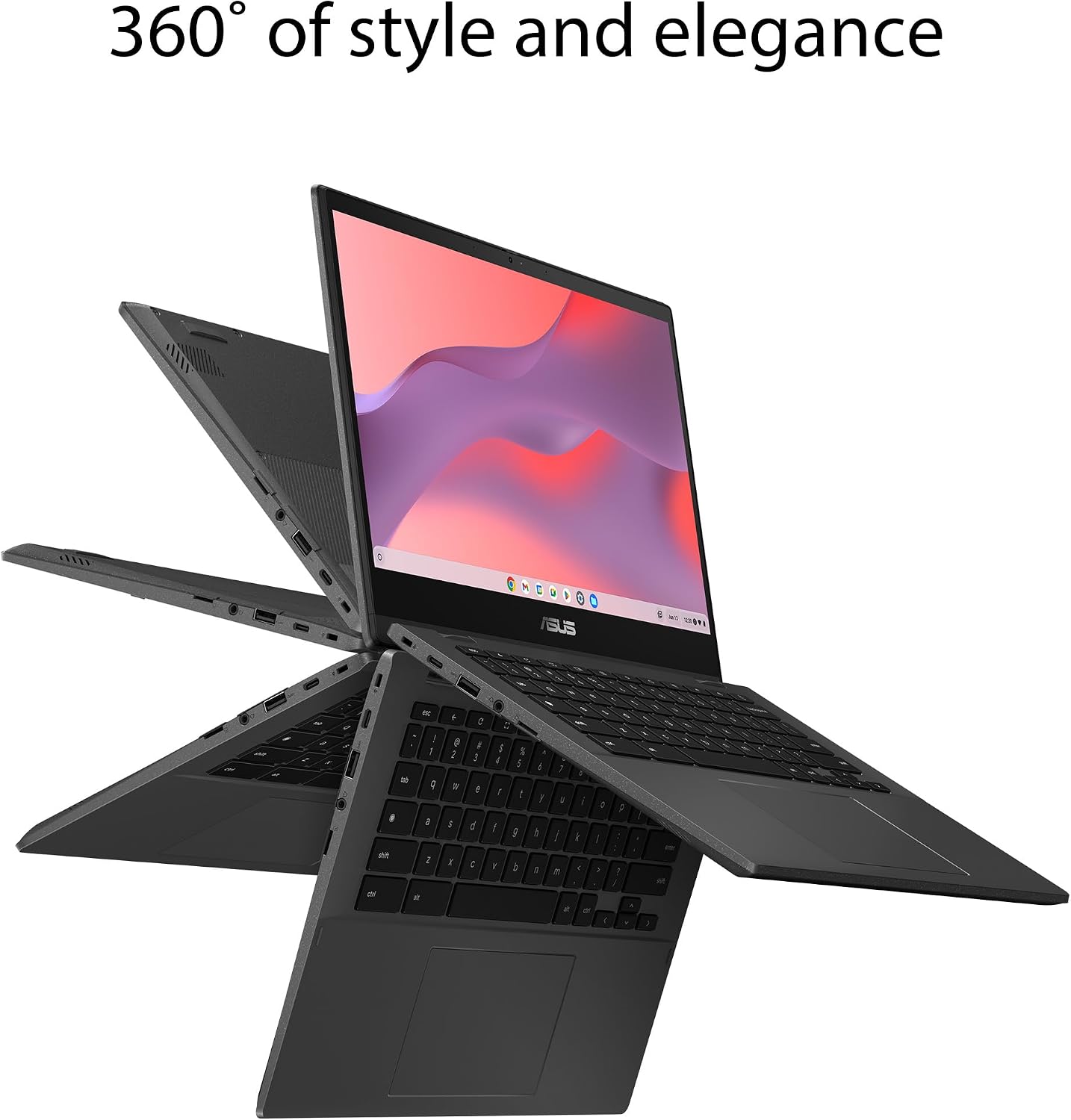 ASUS Chromebook CM14 Flip, 14" FHD Touch Display, MediaTek Kompanio 520, 4GB, 128GB, ChromeOS, Gravity Grey, CM1402FM2A-AS01T-CB