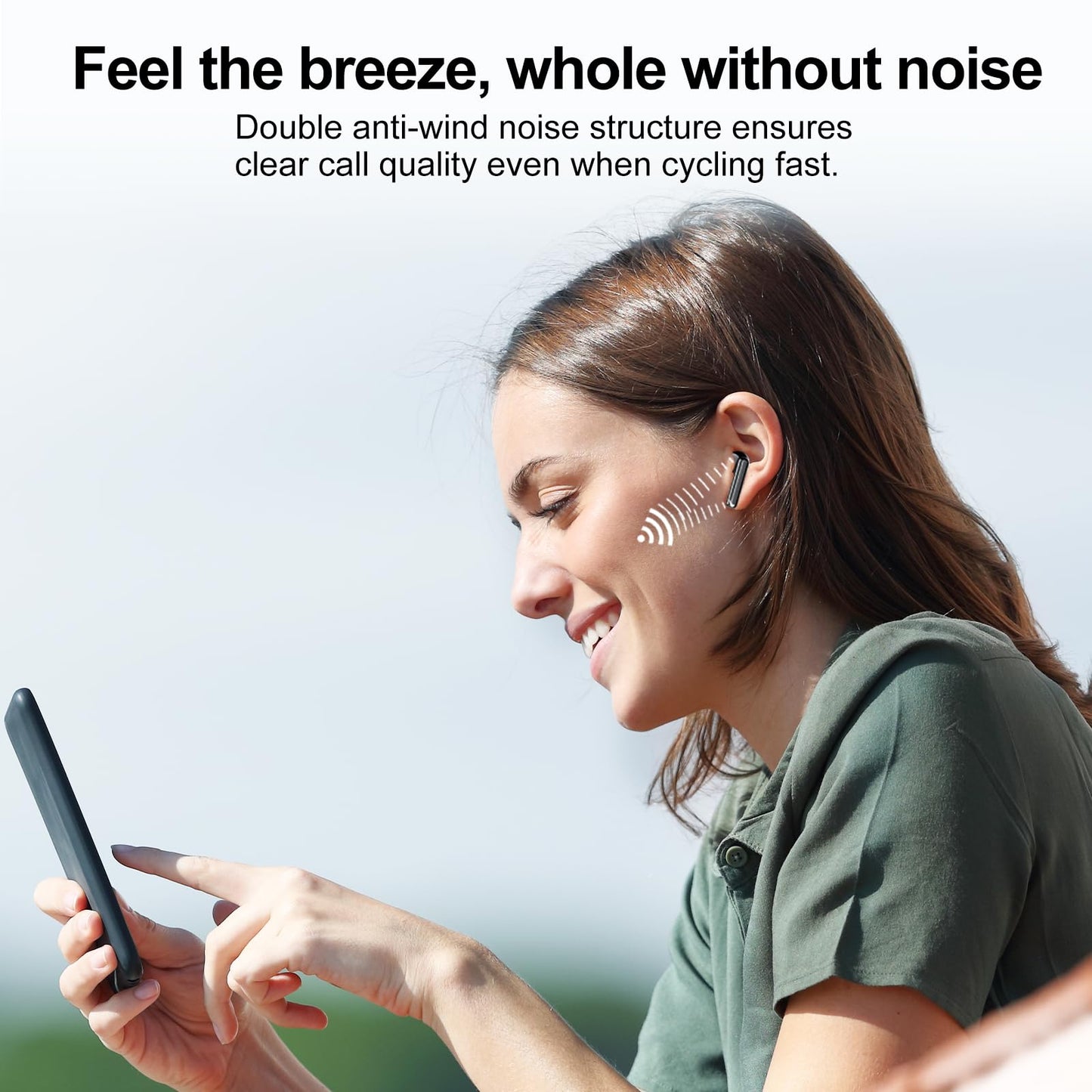 Wireless Earbuds, Bluetooth 5.3 Headphones HiFi Stereo, Mini in-Ear Bluetooth Earbuds, Wireless Earphones with 4 ENC Noise Cancelling Mic, IP7 Waterproof, LED Display, Touch Control Ear Buds, White
