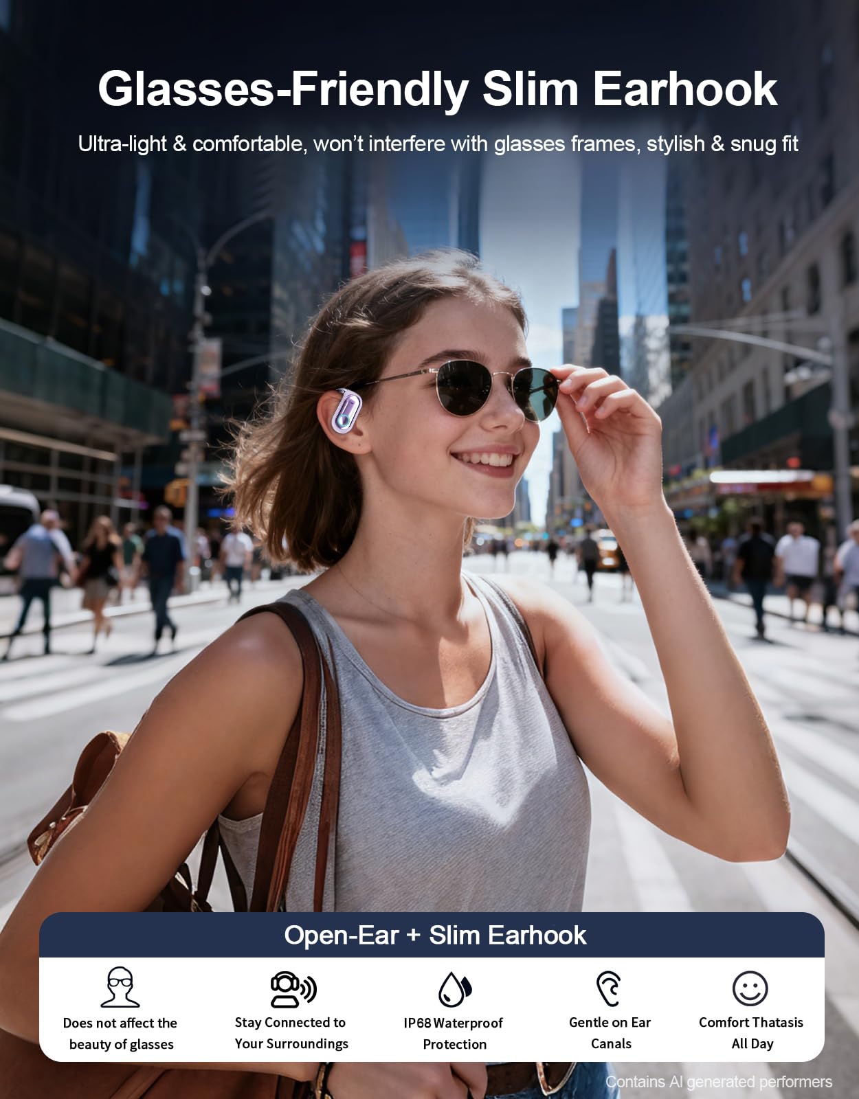 AI Translation Earbuds Real Time 96H Open Ear Bluetooth 6.1 Translator Earbuds w/Ultra-Slim Earhooks 198 Language Two-Way Translator Device Game & Music Dual Modes No Subscription for Travel Learning