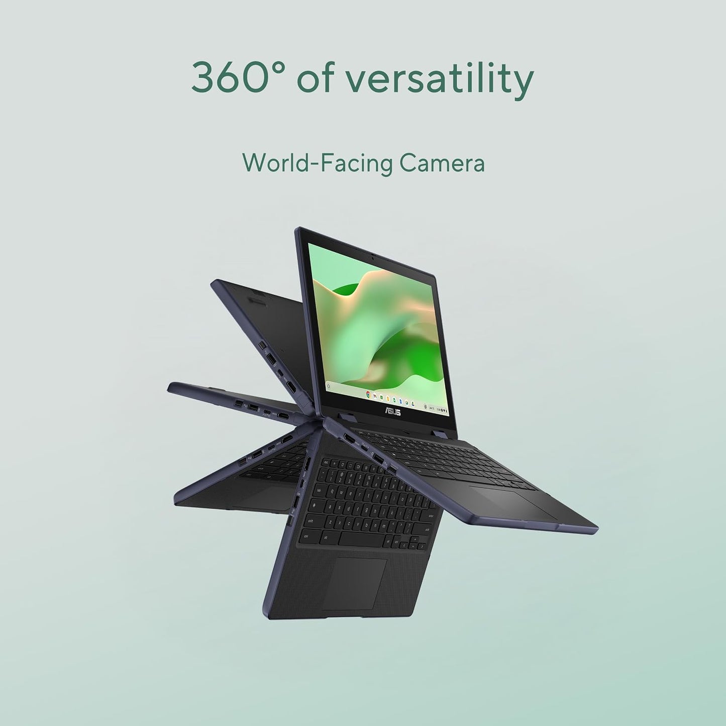 ASUS Chromebook CZ12 Flip (CZ1204F) Laptop, 12.2" WUXGA Touchscreen Display, MediaTek Kompanio 520 2.0 GHz, 8GB, 128GB, Spill-Resistant Keyboard, ChromeOS, Mineral Grey, CZ1204FM2A-BB01-CB