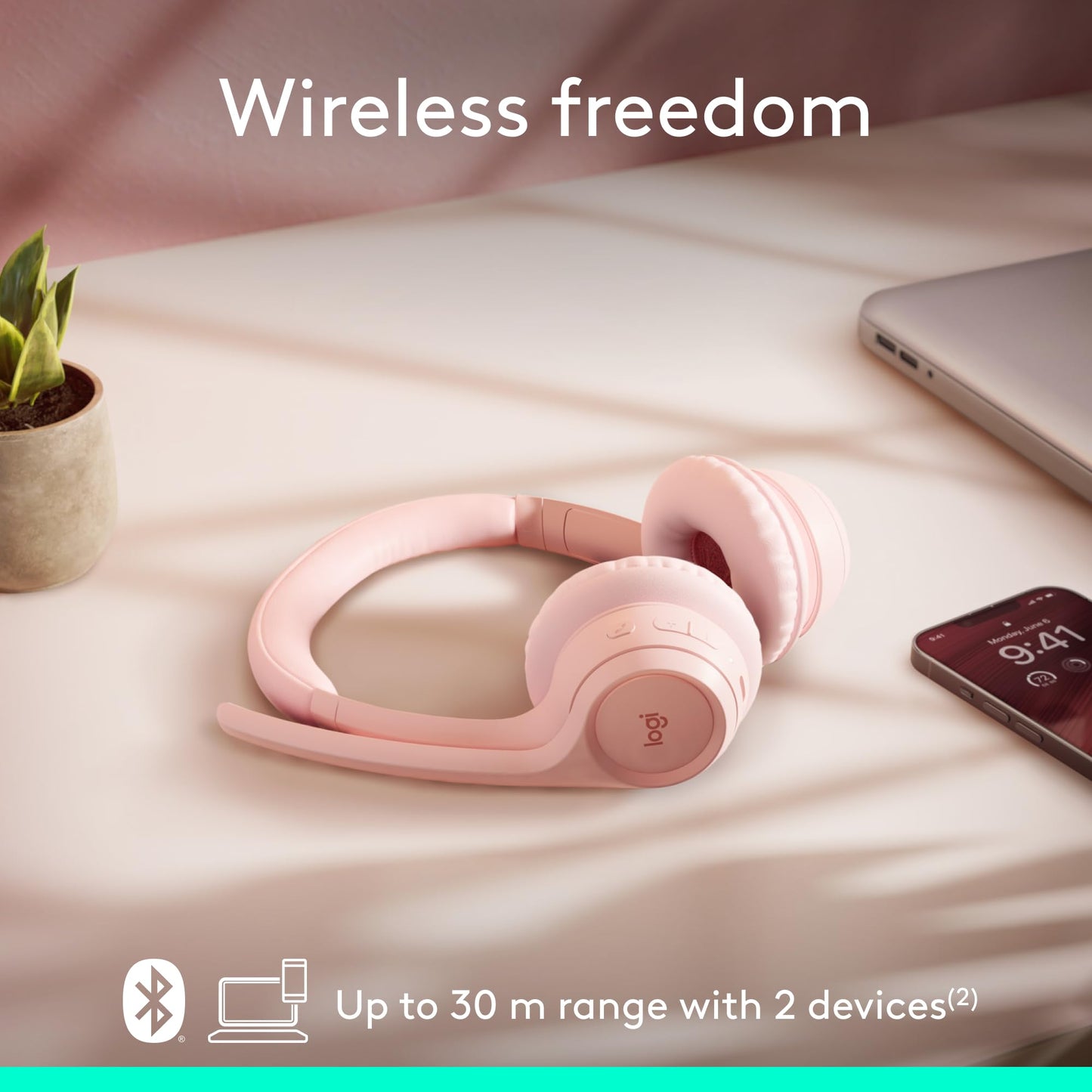 Logitech H390 Wired Headset for PC/Laptop, Stereo Headphones with Noise Cancelling Microphone, USB-A, in-Line Controls, Works with Chromebook - Rose, 1 Pack