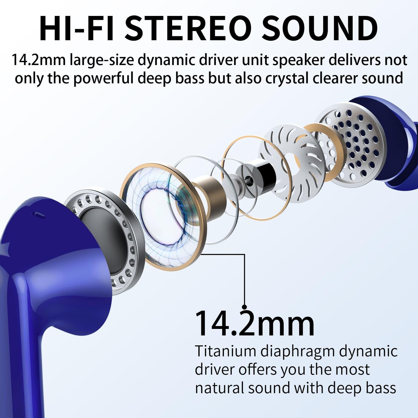 Wireless Earbuds, Bluetooth Headphones 5.4 HiFi Stereo, Wireless Earphones with ENC Noise Cancelling Mic, IP7 Waterproof in Ear Headphones, LED Digital Display Ear Buds, Touch Control, Black