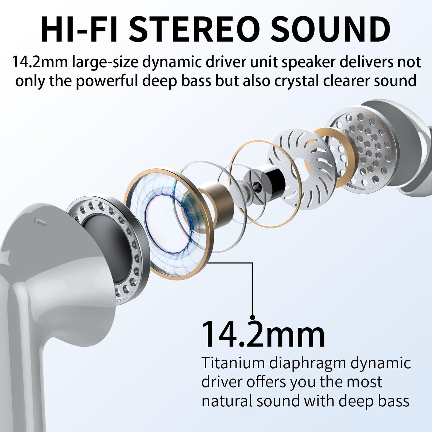 Wireless Earbuds, Bluetooth Headphones 5.4 HiFi Stereo, Wireless Earphones with ENC Noise Cancelling Mic, IP7 Waterproof in Ear Headphones, LED Digital Display Ear Buds, Touch Control, Black