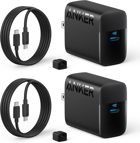 Anker 45W USB C Charger Block, PPS Fast Charger with USB-C Cable for iPhone 17/16/15 and More Series, iPad, Galaxy S24 Ultra (2-Pack 5 ft Cable Included)